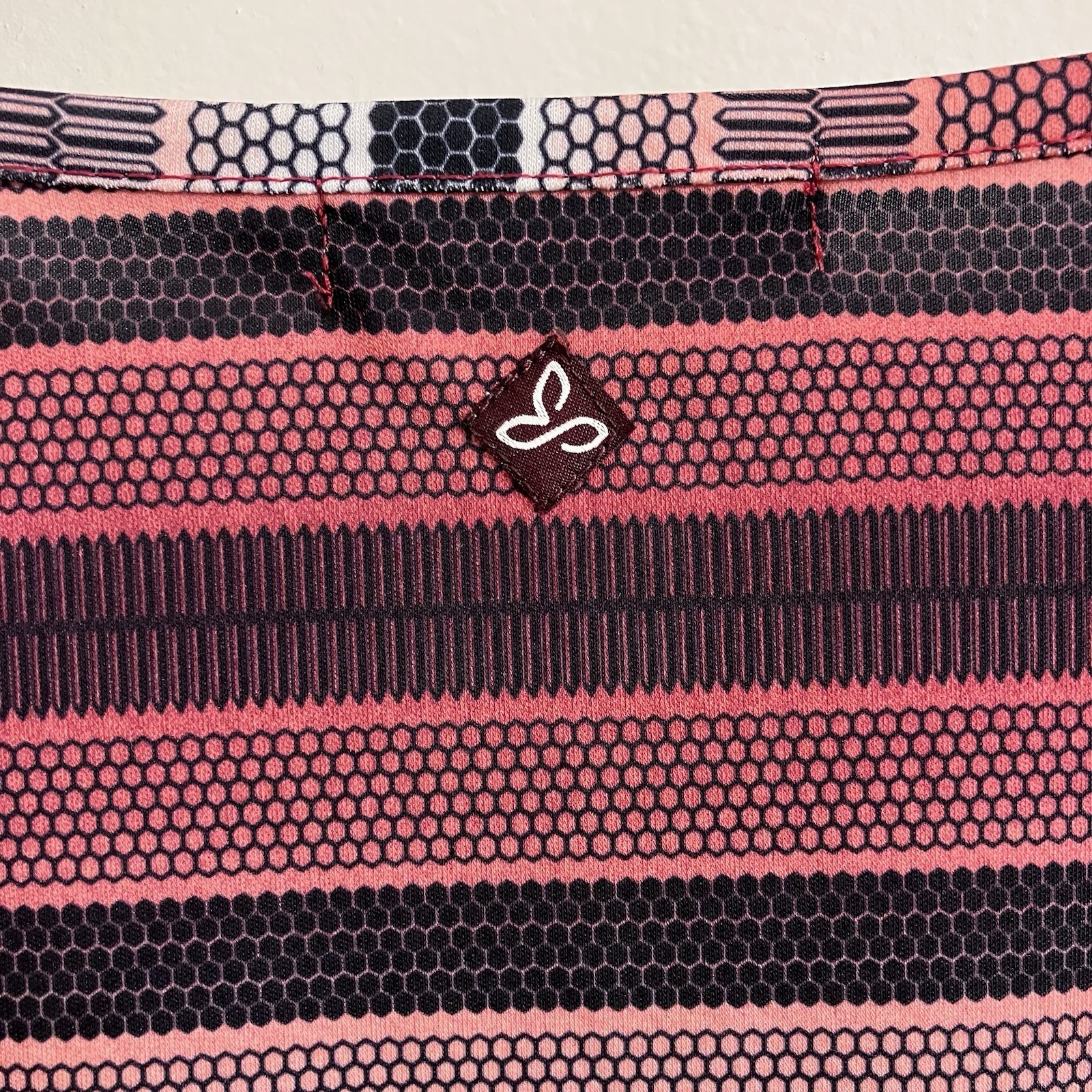 prAna Women’s Small Striped Drawstring Waist Dress Pink Black Short Sleeve