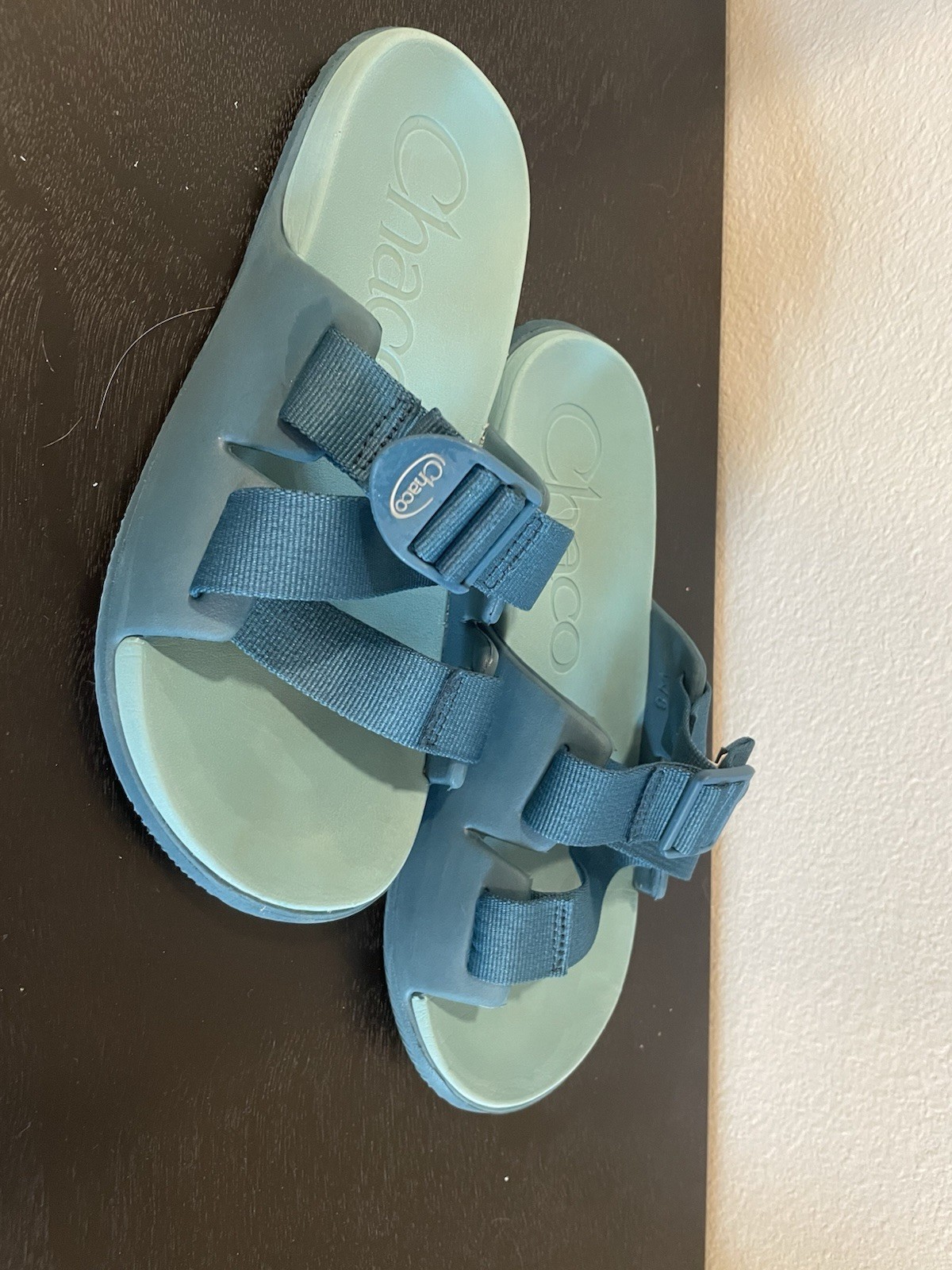 Chaco Women’s Blue Strappy Adjustable Buckle Sandals Rubber Upper Size 8