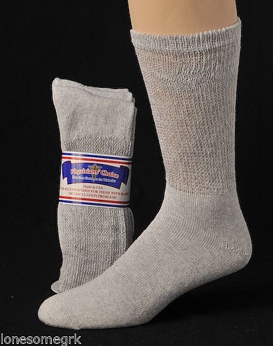 FREE Ship 6 Pairs BIG MENS Physicians Choice Cushioned Diabetic Crew Socks 12-15