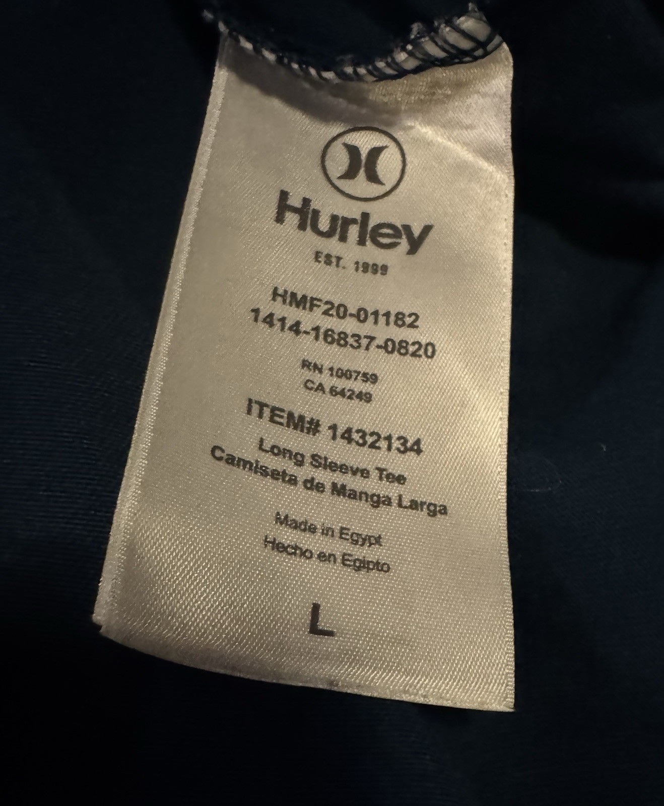 Hurley Colorblock Blue Gray Men’s L Crew Neck Long Sleeve T-Shirt