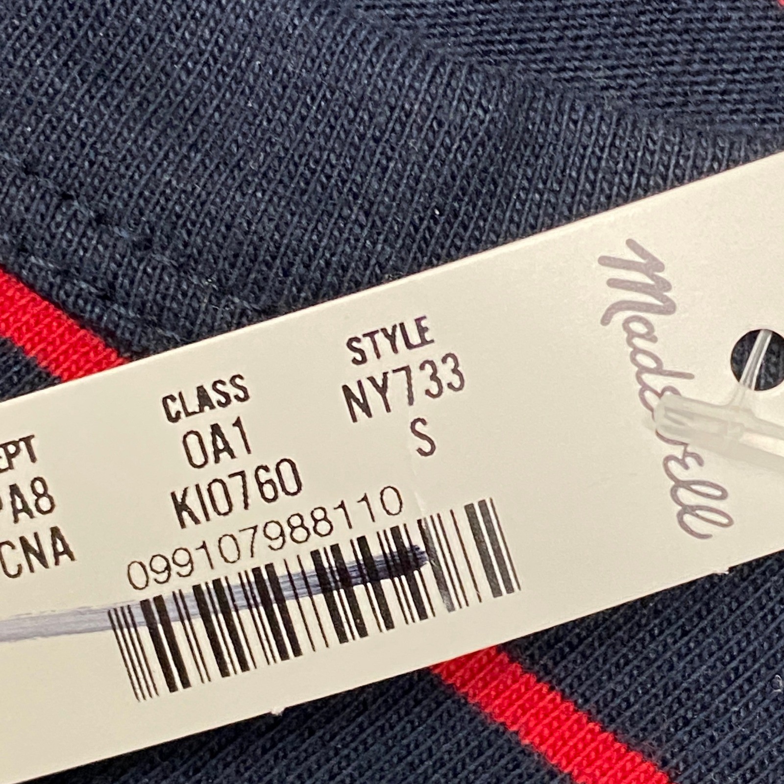 Madewell Top Womens Small Perfect Crewneck Tee Jersey Navy Red Stripe NY733