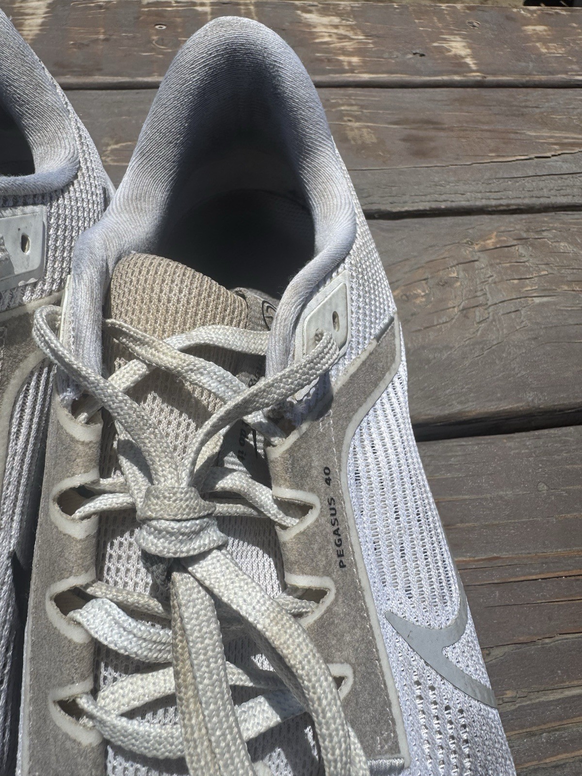 Nike Pegasus 40 White Silver Tan Size 14 Men’s Running Shoes Sneakers Kicks