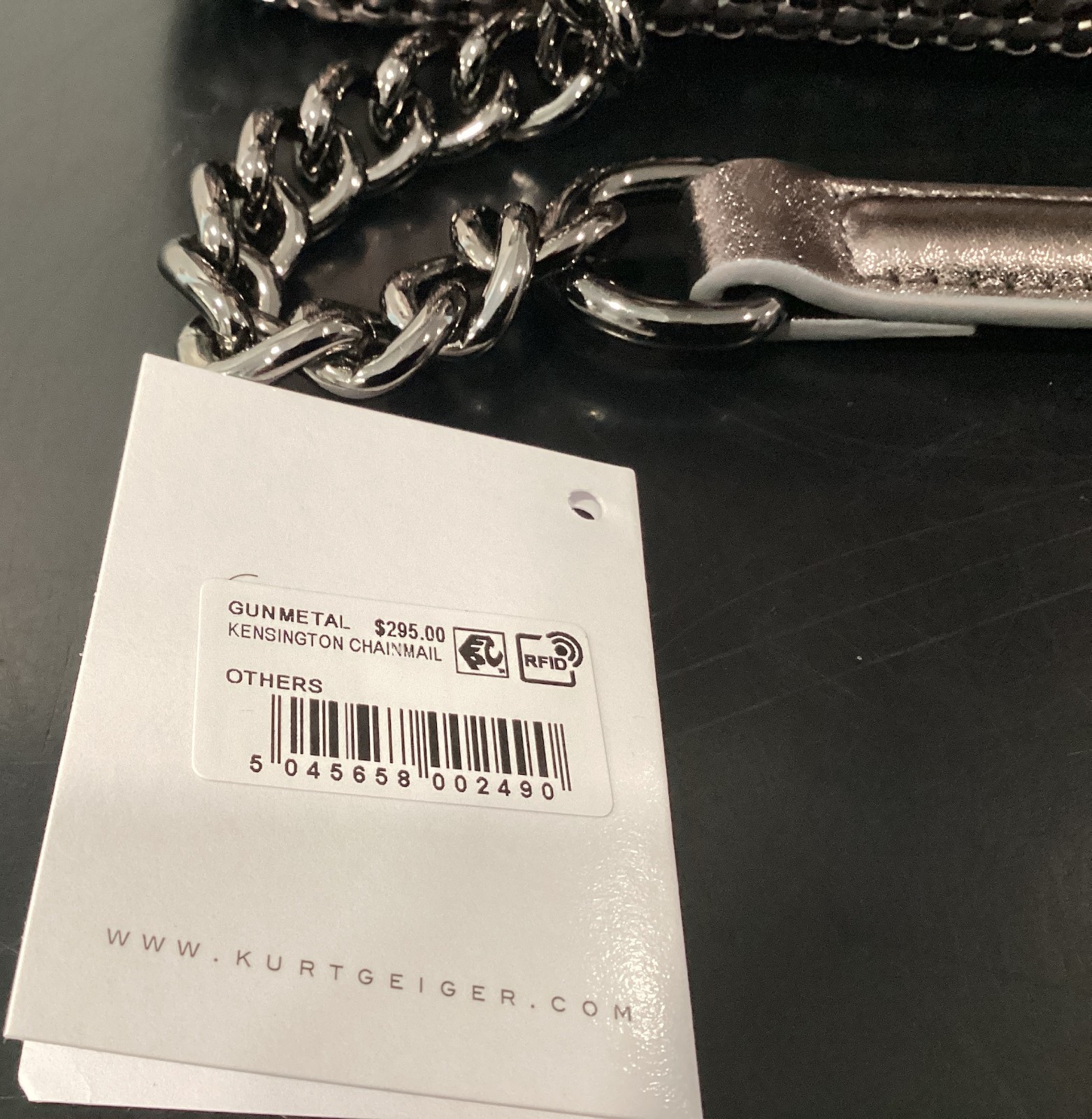 Kurt Geiger Kensington Chainmail Gunmetal 10.5″ x 6″ x 4″ Crossbody Large Eagle