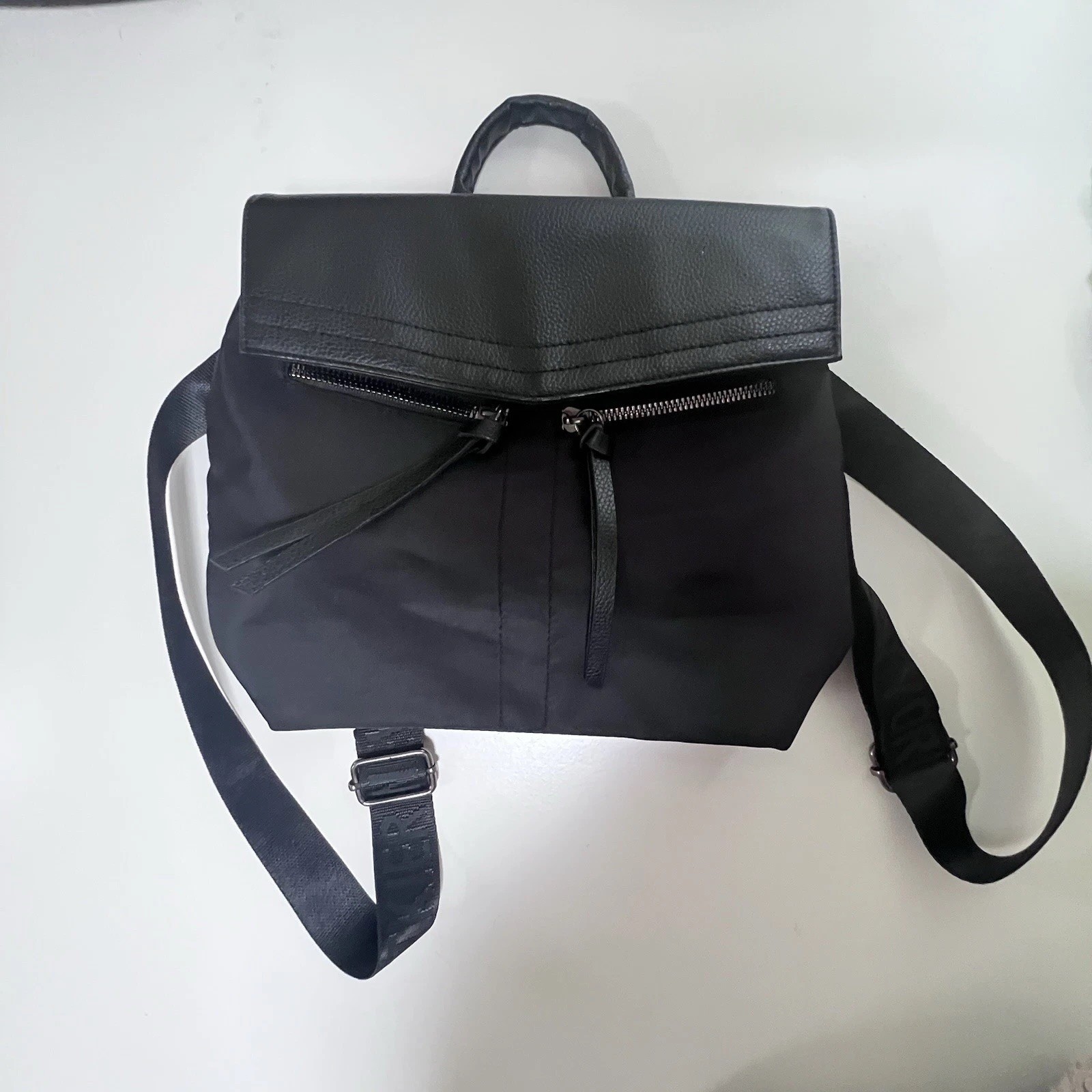 Botkier New York Trigger Mini Backpack Black Faux Leather/Nylon