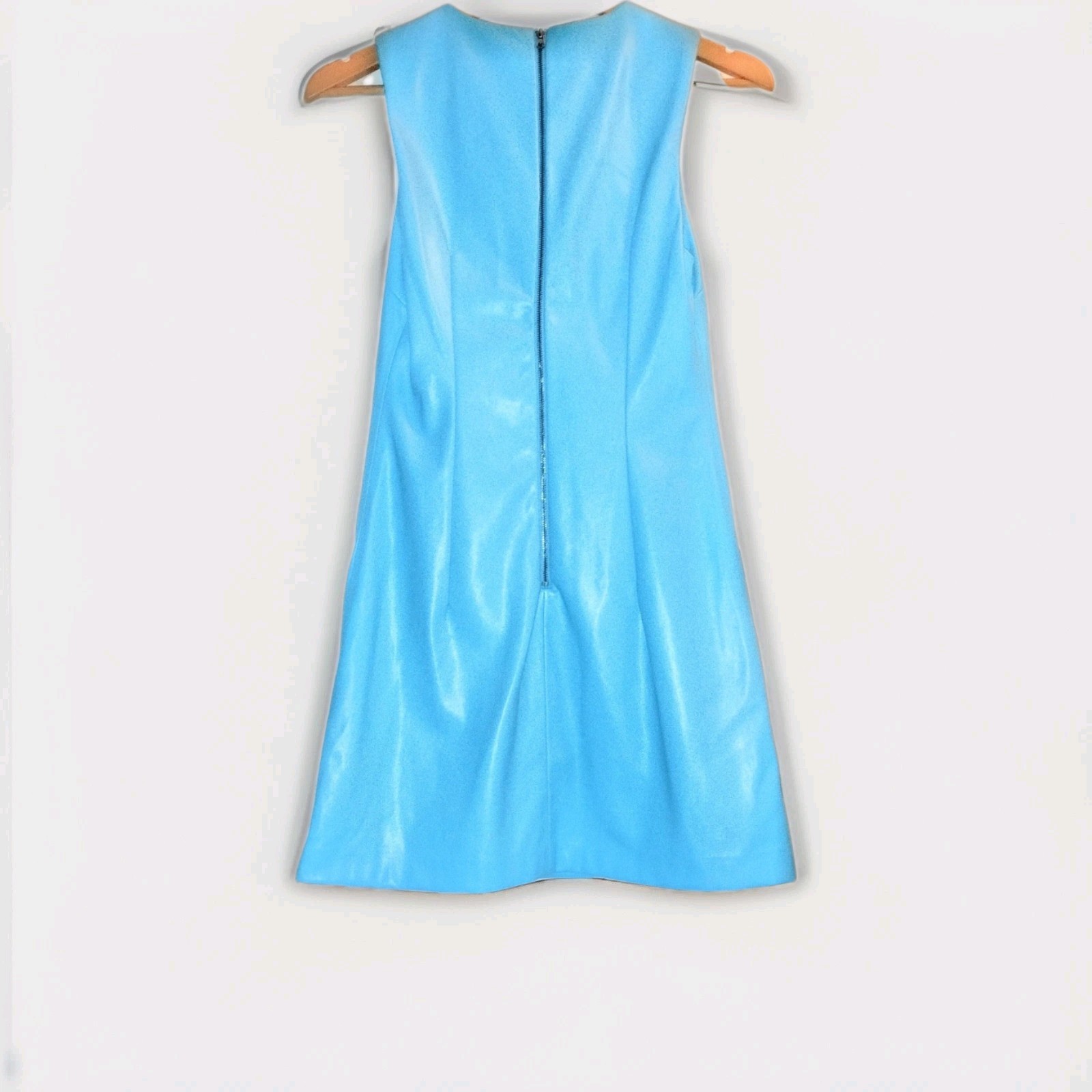 NWT Light Blue Leather Mini Zipper Dress XS