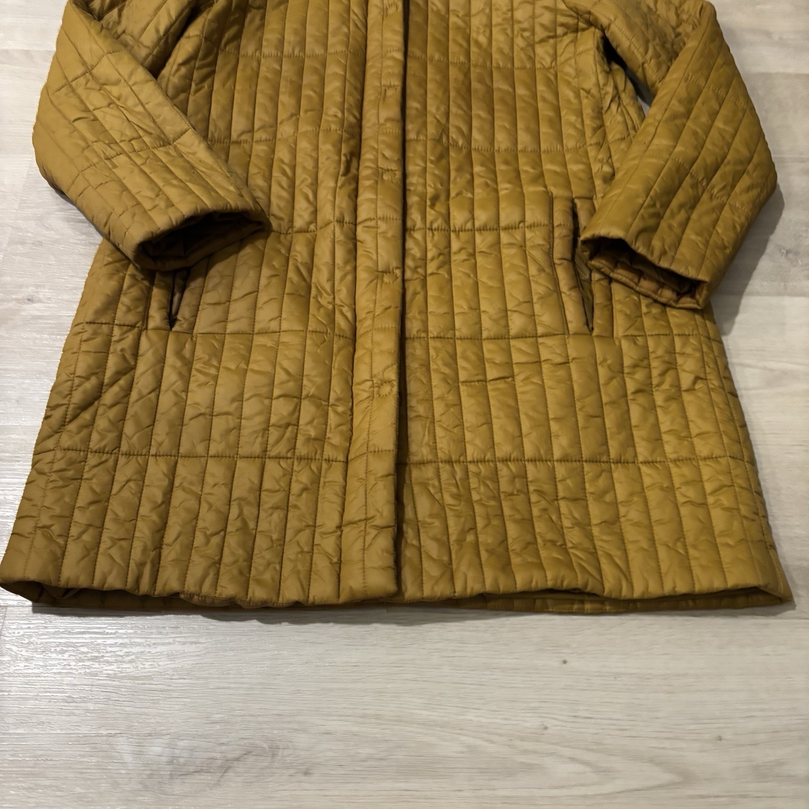Eileen Fisher Puffer Jacket Women’s Small Brown Full Zip Snap Button Winter*