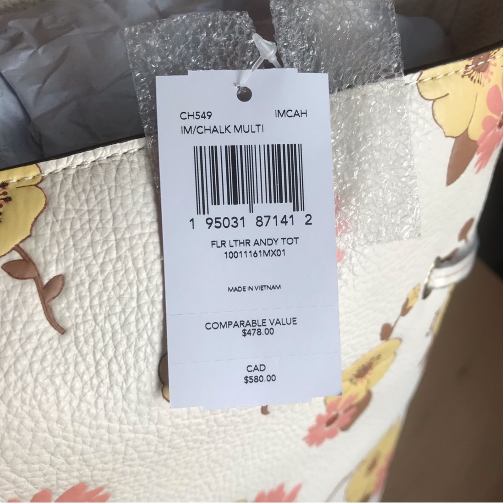 NWT 🌿🌺 Coach Andy Tote With Floral Cluster Print