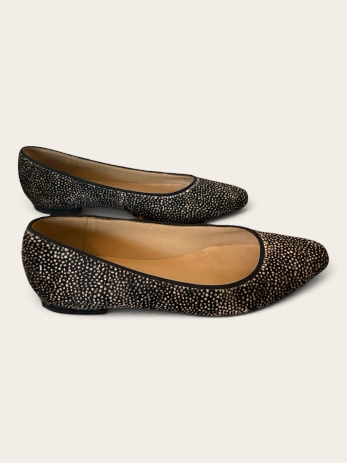 Talbots Sleek Black Animal Spotted Calf Hair Flats Size 6