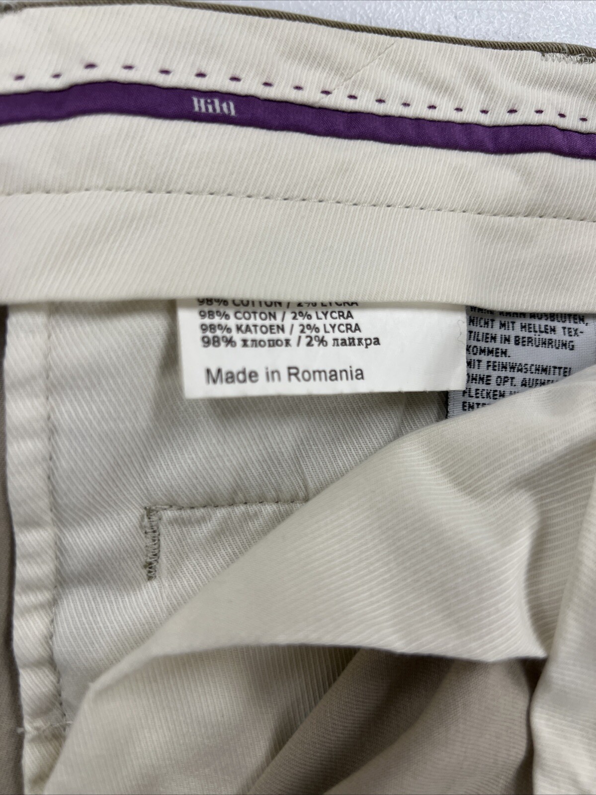 Hiltl Men’s Brown Solid Cotton Blend Khaki Pants 36/38 $295