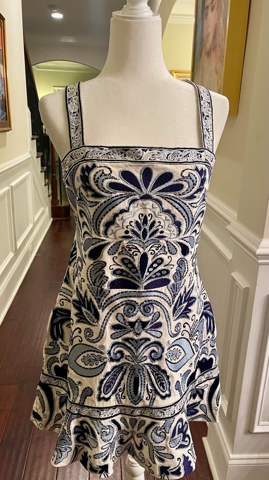 Alice + Olivia Kaiser Embroidered Canvas Mini Dress NWT $695.00 Sz 14