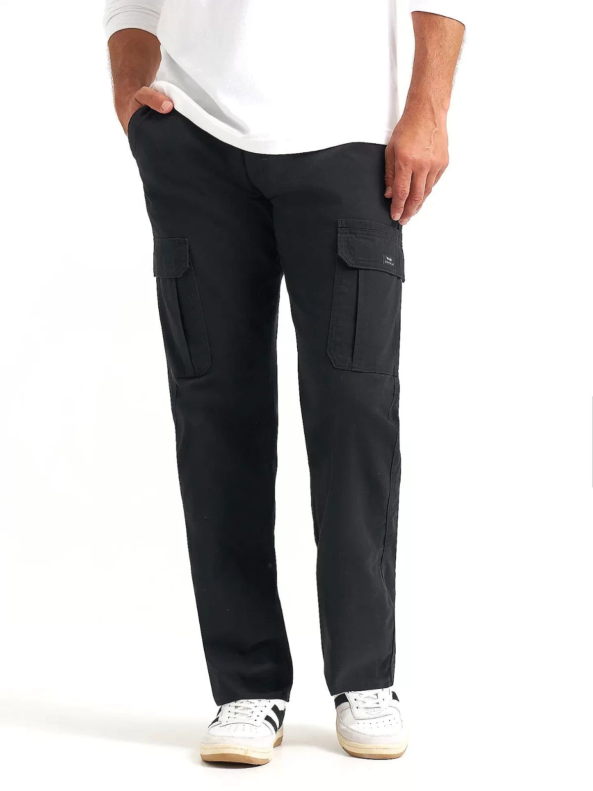 Wrangler Cargo Pants Men’s New BLACK Relaxed Fit Stretch Straight Leg ALL SIZES