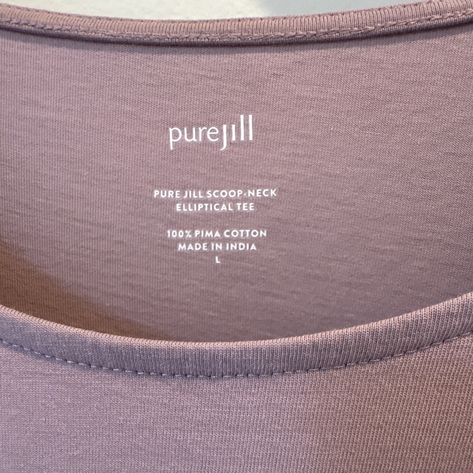 Purejill 100% Pima Cotton Tee Dusty Purple Scoop Neck Short Sleeve Women’s L