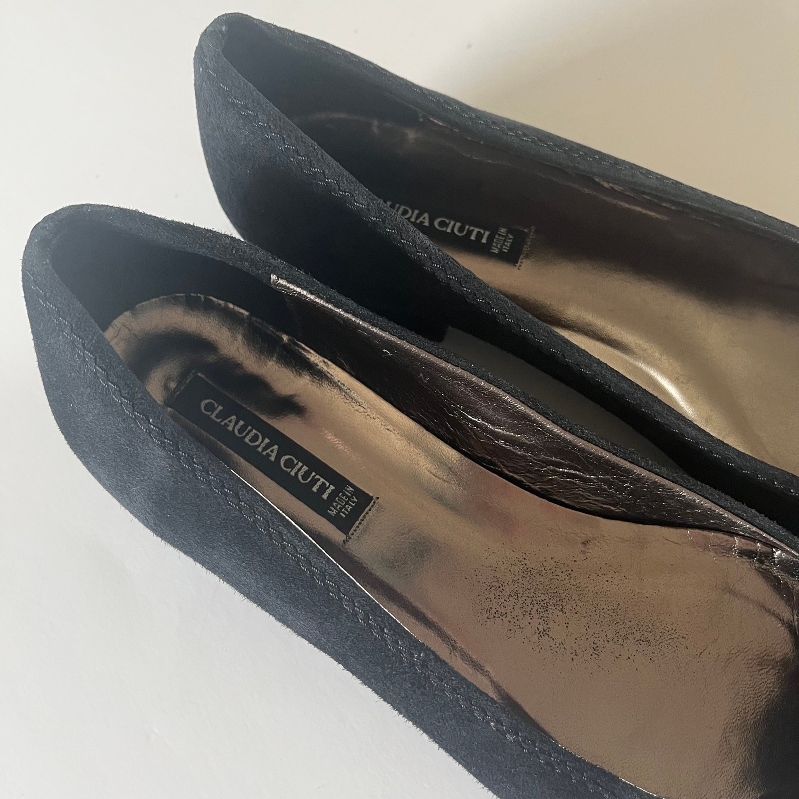 Claudia Ciuti Black Suede Emblem Flat Women’s 7N Made in Italy Ballet Slip On