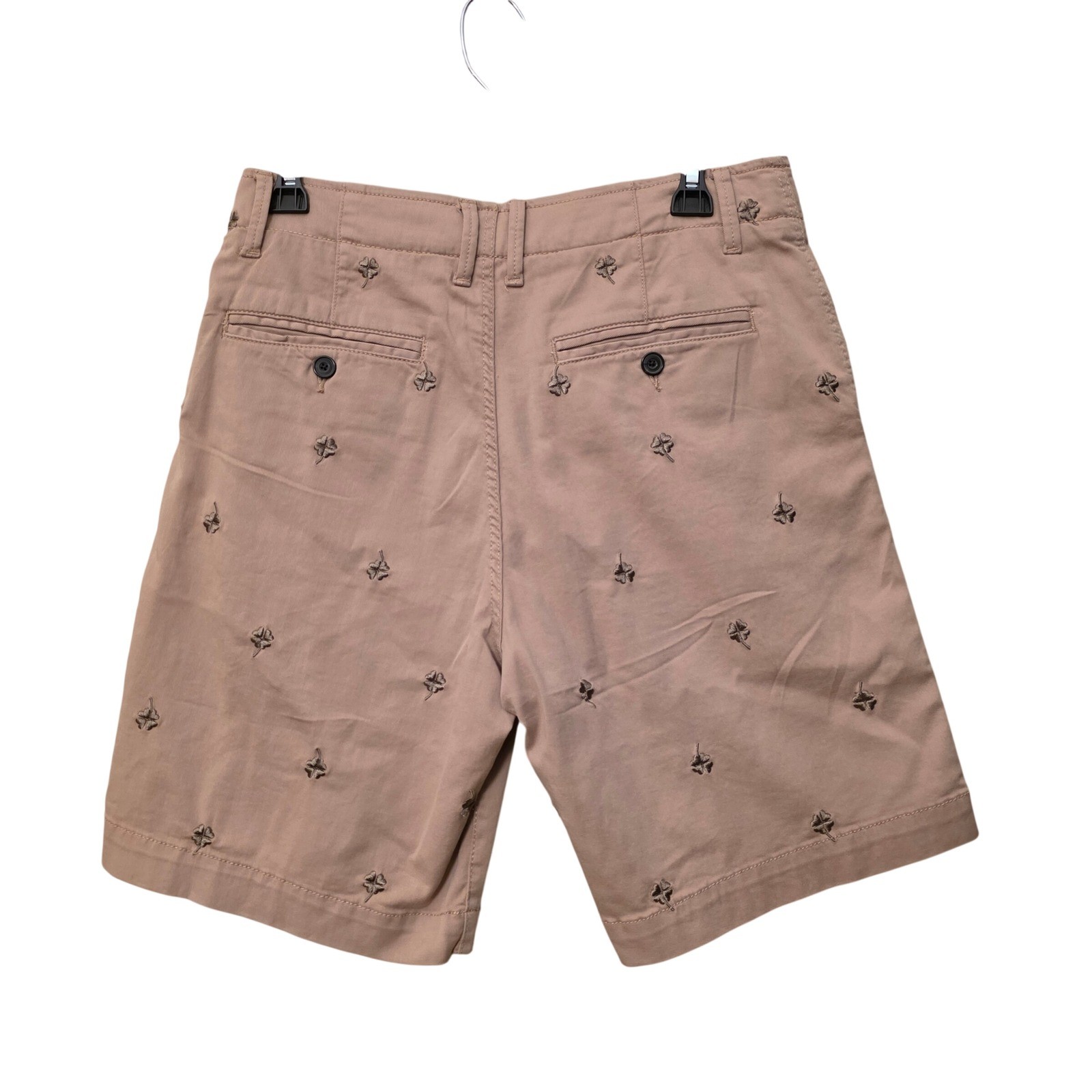 Lucky Brand Mens 30 Tan Embroidered Four Leaf Clover Chino Shorts 9TW/101 NEW