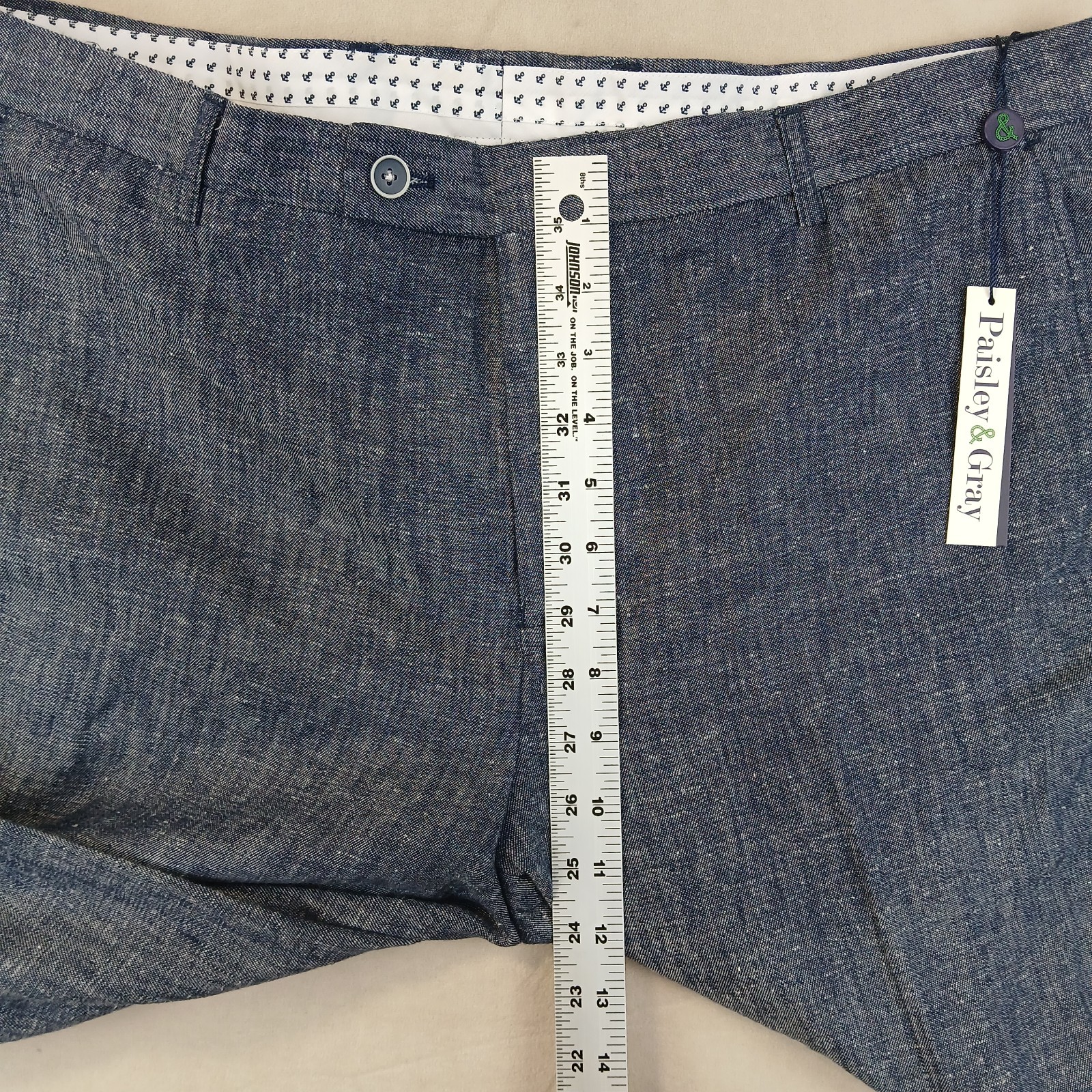 Paisley Gray 40×30 Mens Pants Linen Blend NWT **Actual 38×30 ** Slim Fit