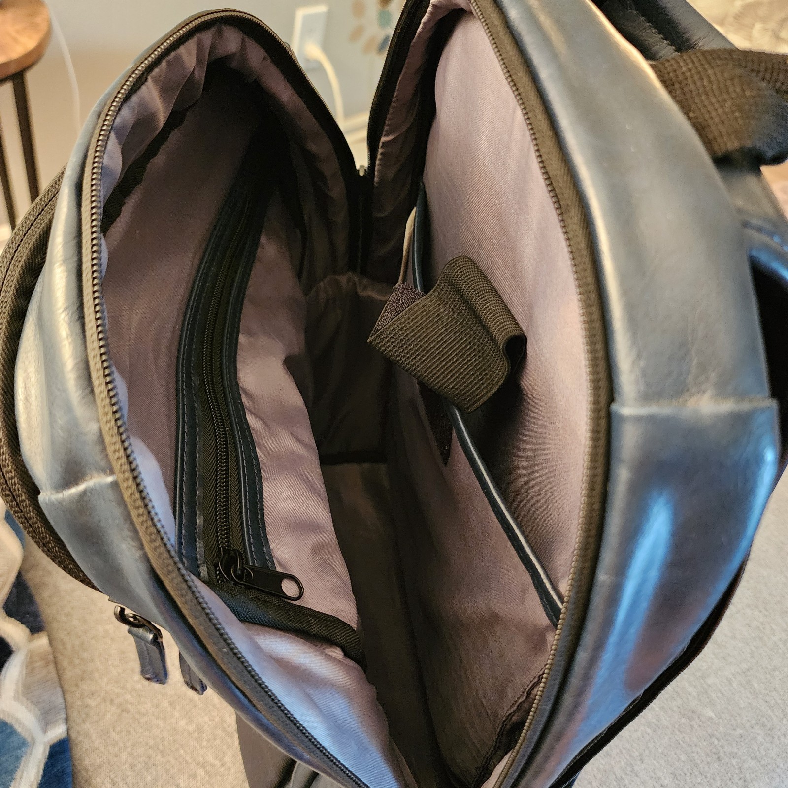 Ben Sherman Black Padded Backpack Multi-Zip Compartments Top Handle Zip