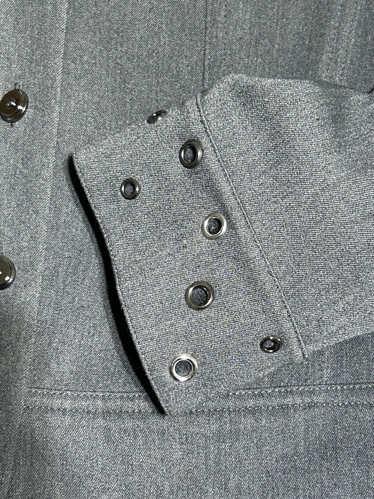 St John Sport Blazer Jacket By Marie Gray Charcoal Gray With Grommets Size Sm