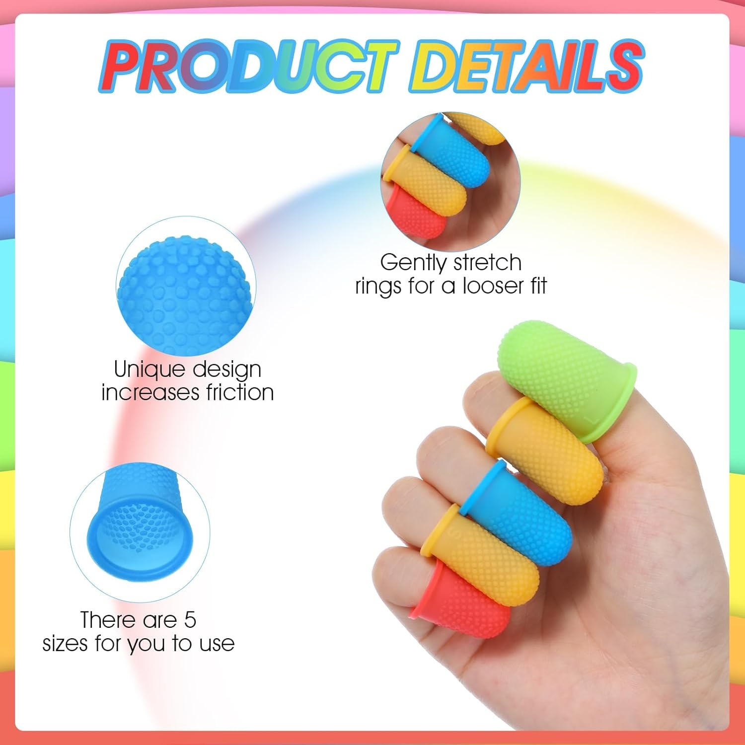 40 Pcs Rubber Finger Tips Office Silicone Thumb Protectors Anti-Slip Grip