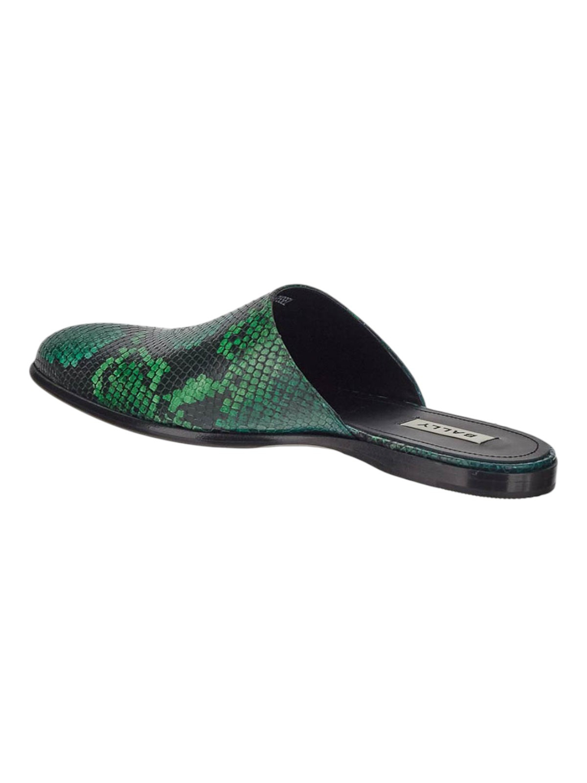 Bally Gyssel 6304145 Men’s Multideepemerald Snake Print Leather Mules MSRP $1465