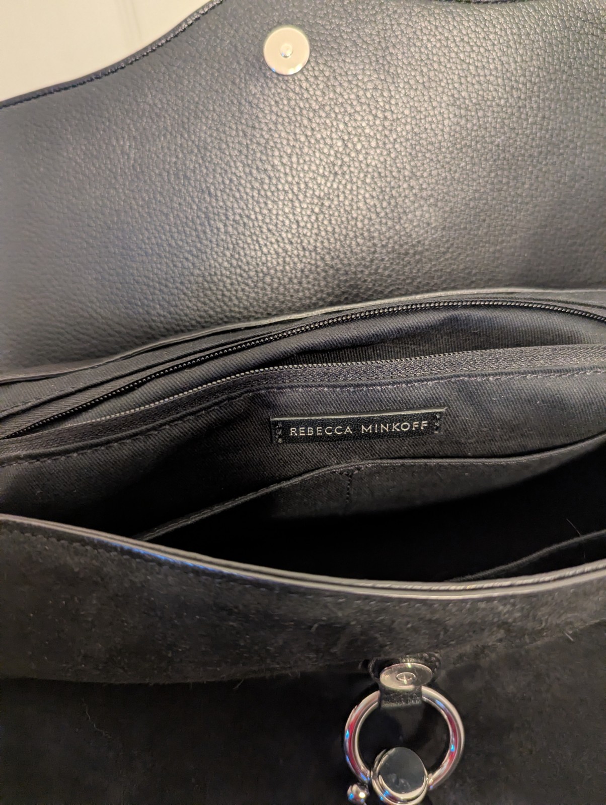 Rebecca Minkoff Black Medium Satchel Top Handle w/ Detachable Strap Silver