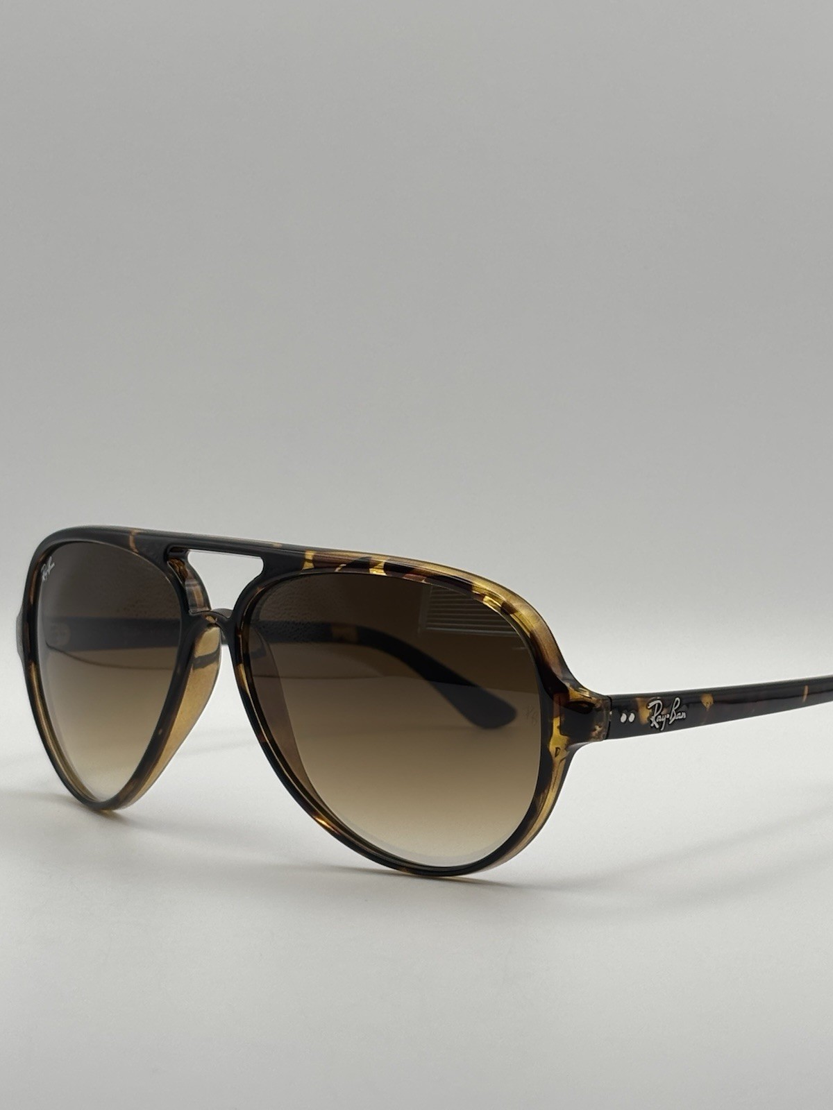 Ray-Ban Cats 5000 RB4125 Aviator Sunglasses Polished Light Havana/Brown Gradient
