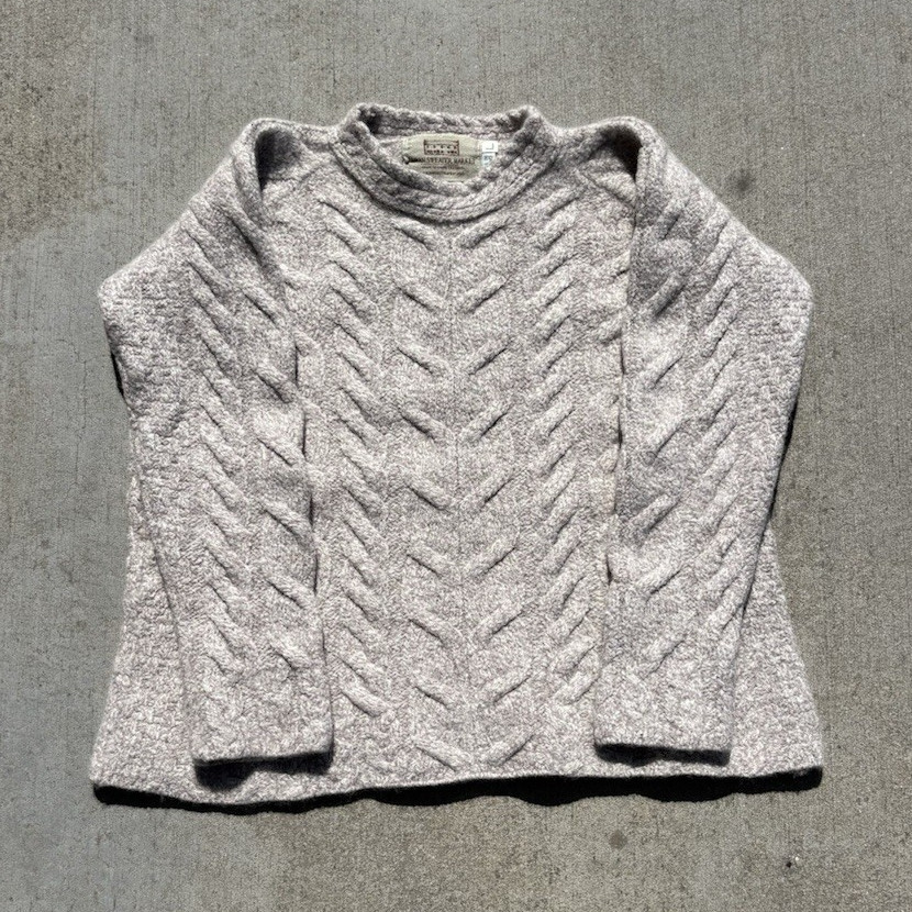 Aran Sweater Market Made in Ireland wool cable knit sweater women’s size S Crop