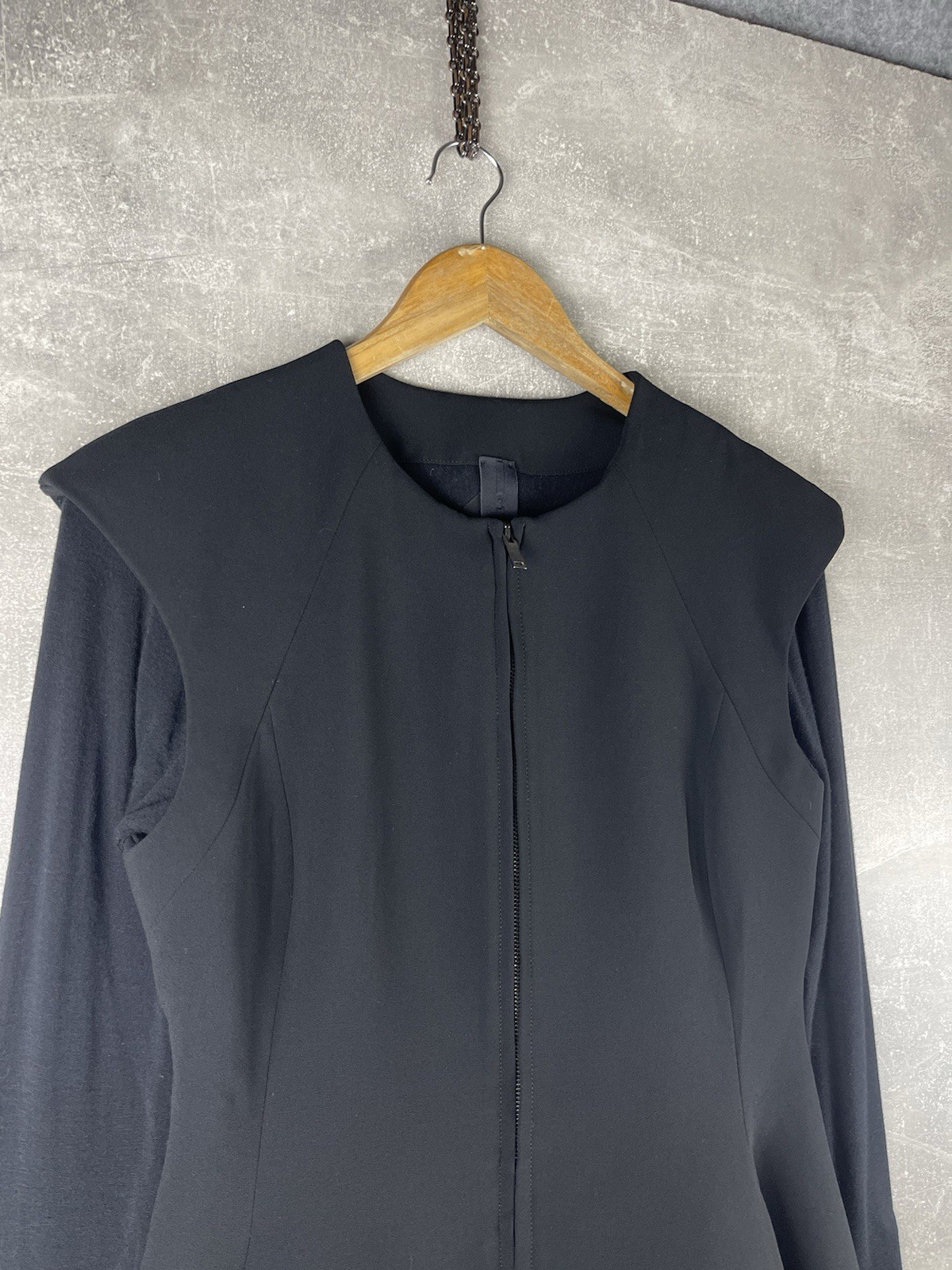 Gareth Pugh FW14 Archives Avant Grde Sculptural Zip Front Black Dress IT 44 ( L)