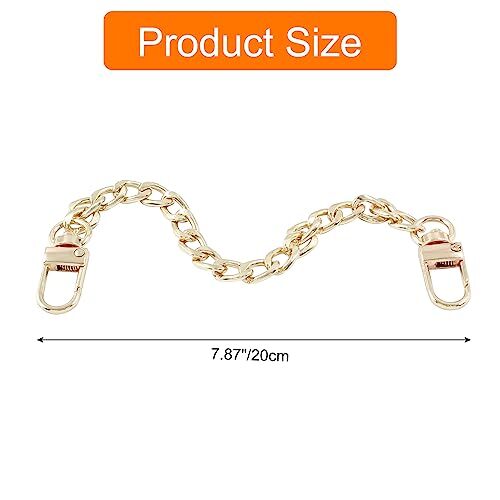 Hitefu 2PCS Purse Chain Strap, Gold Metal Flat Chain Replacement 7.87 Inch