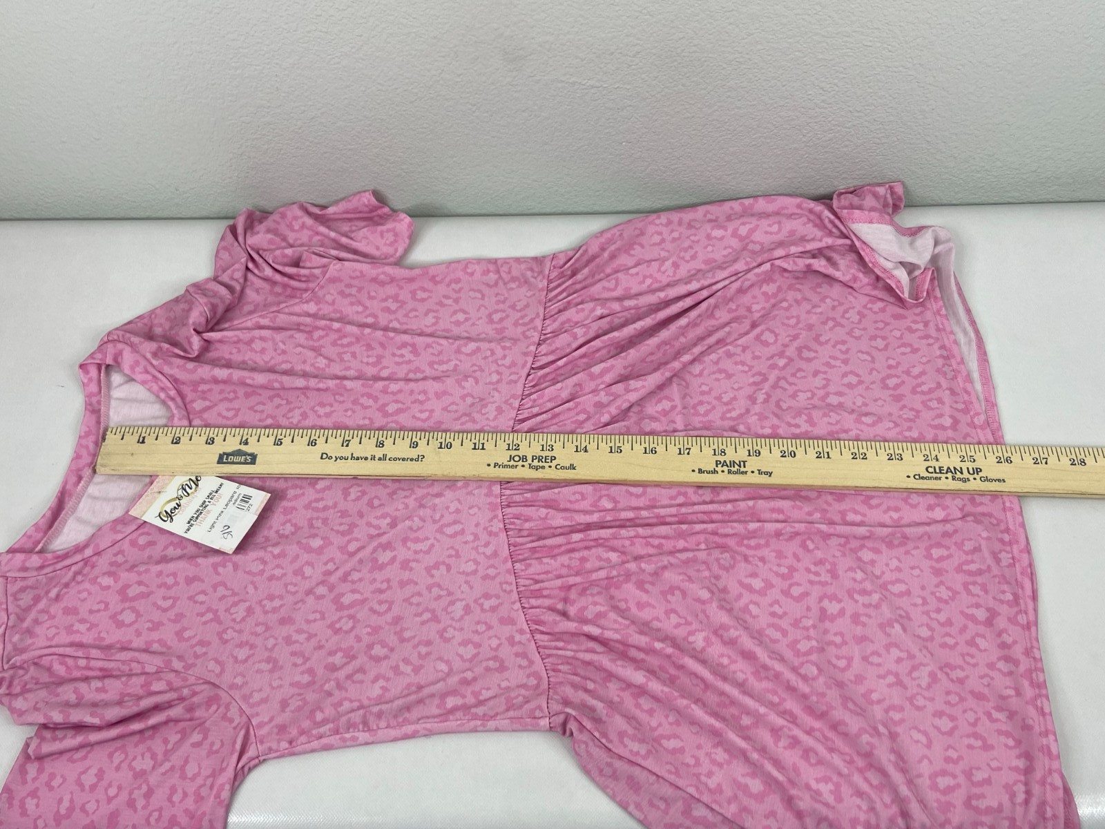 Women Medium Pink Leopard Print Babydoll Top Ruffle Casual