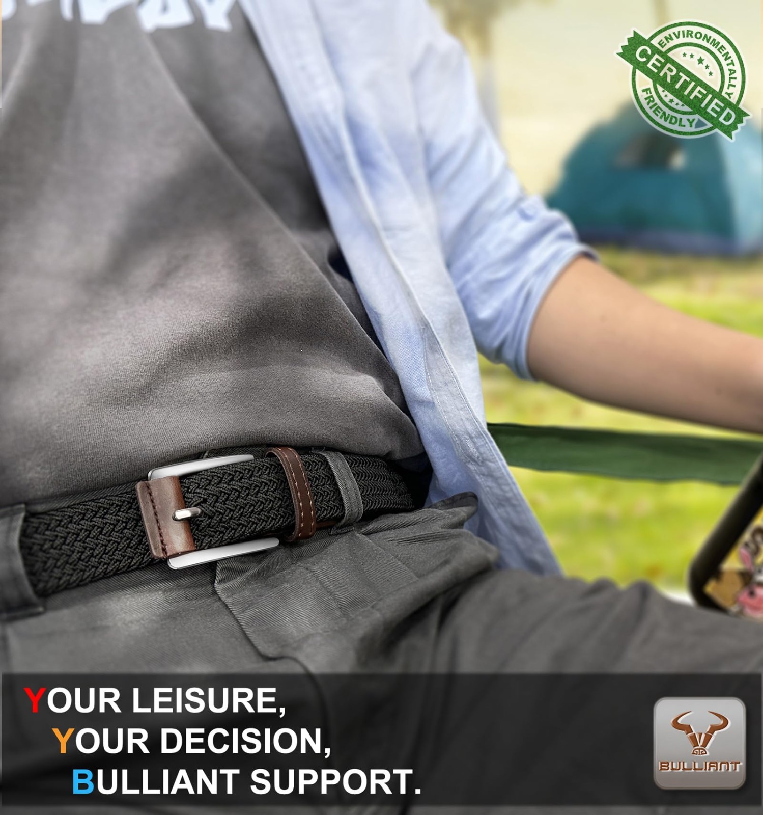 Woven Braided Stretch Web Belt 2-Pack for Men – Breathable, No Hole, Snug Fit –