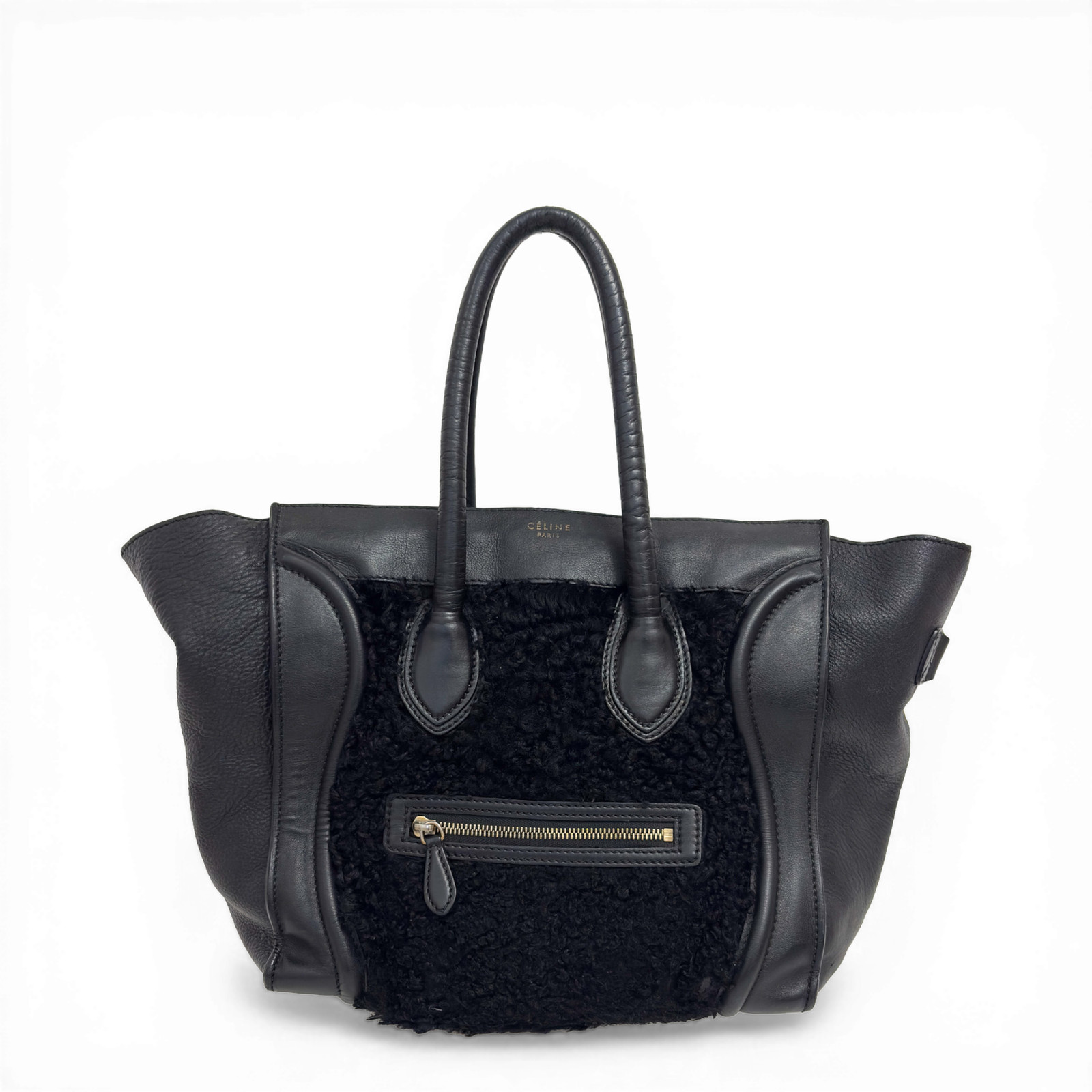 CELINE Leather Phantom Luggage Tote Bag Black