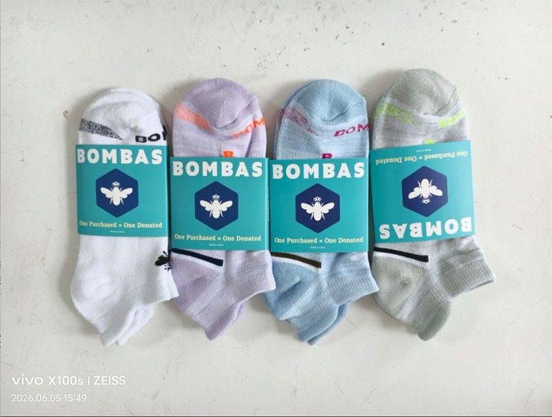 4 Pair BOMBAS Women’s Ankle Socks Cotton honeycomb Size Med 4 Color Mix-Original