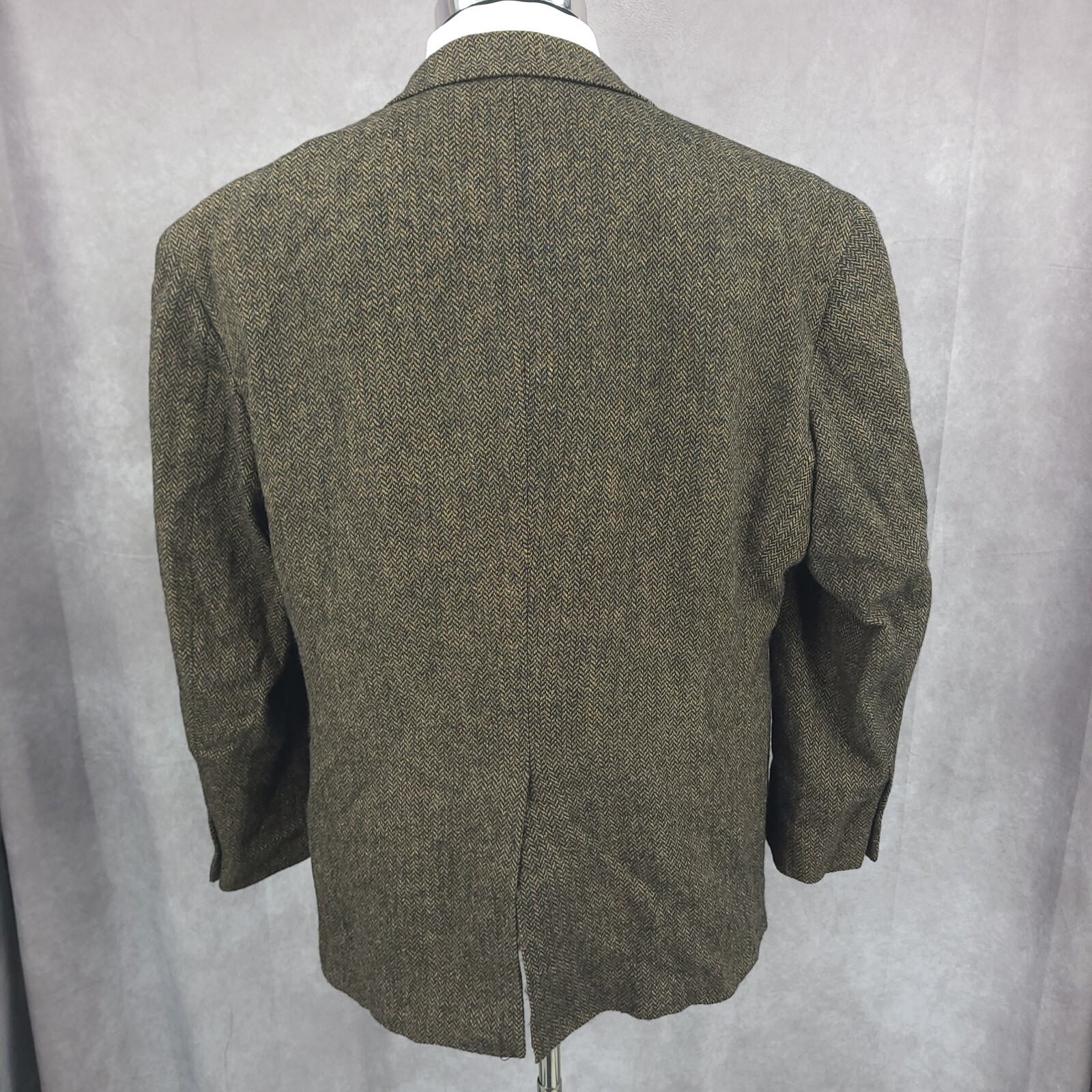 Deansgate Sports Coat Mens 42 Short Herringbone Lambswool Blazer Jacket 2 B Vtg