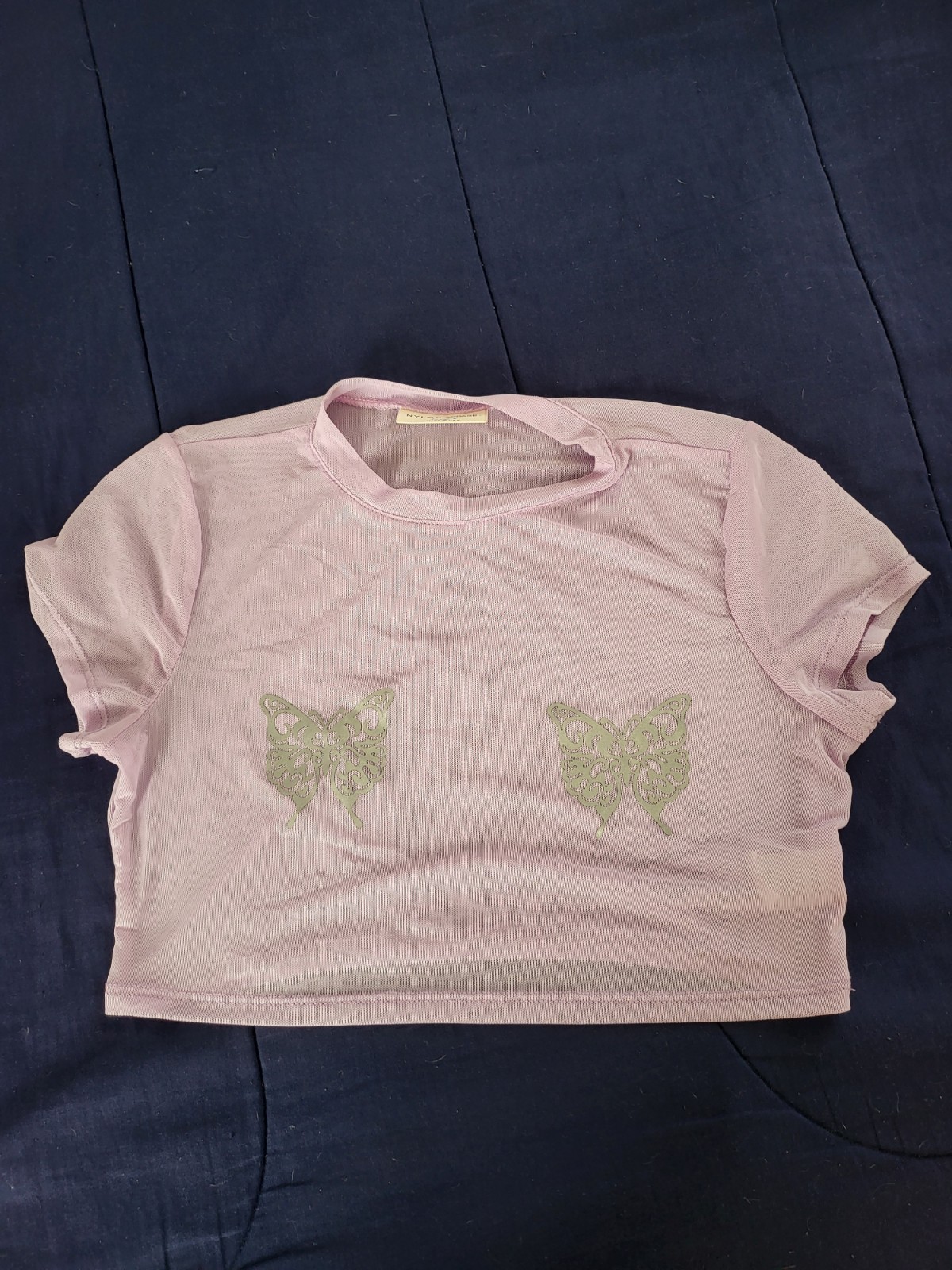 Lavender Mesh See Through Butterfly iheartraves Crop Top
