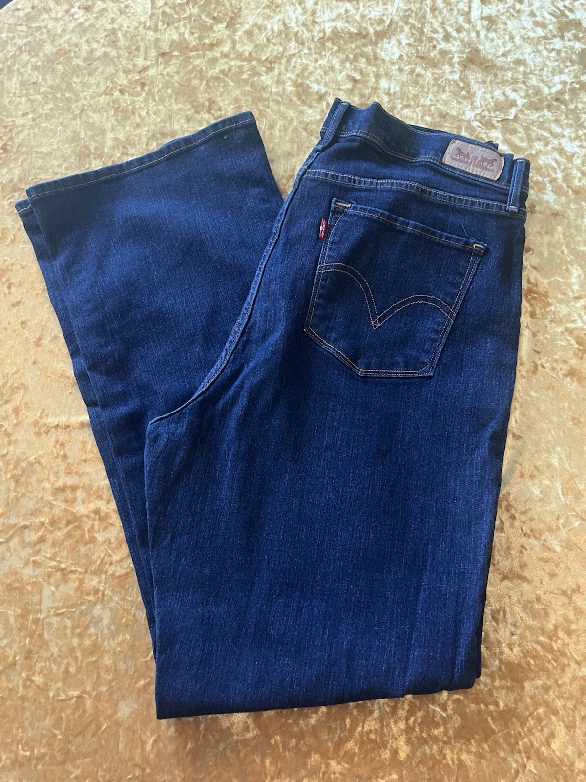 Levi’s Women’s Bootcut Jeans Dark Wash Blue Denim Zip/Button, Solid Size 16