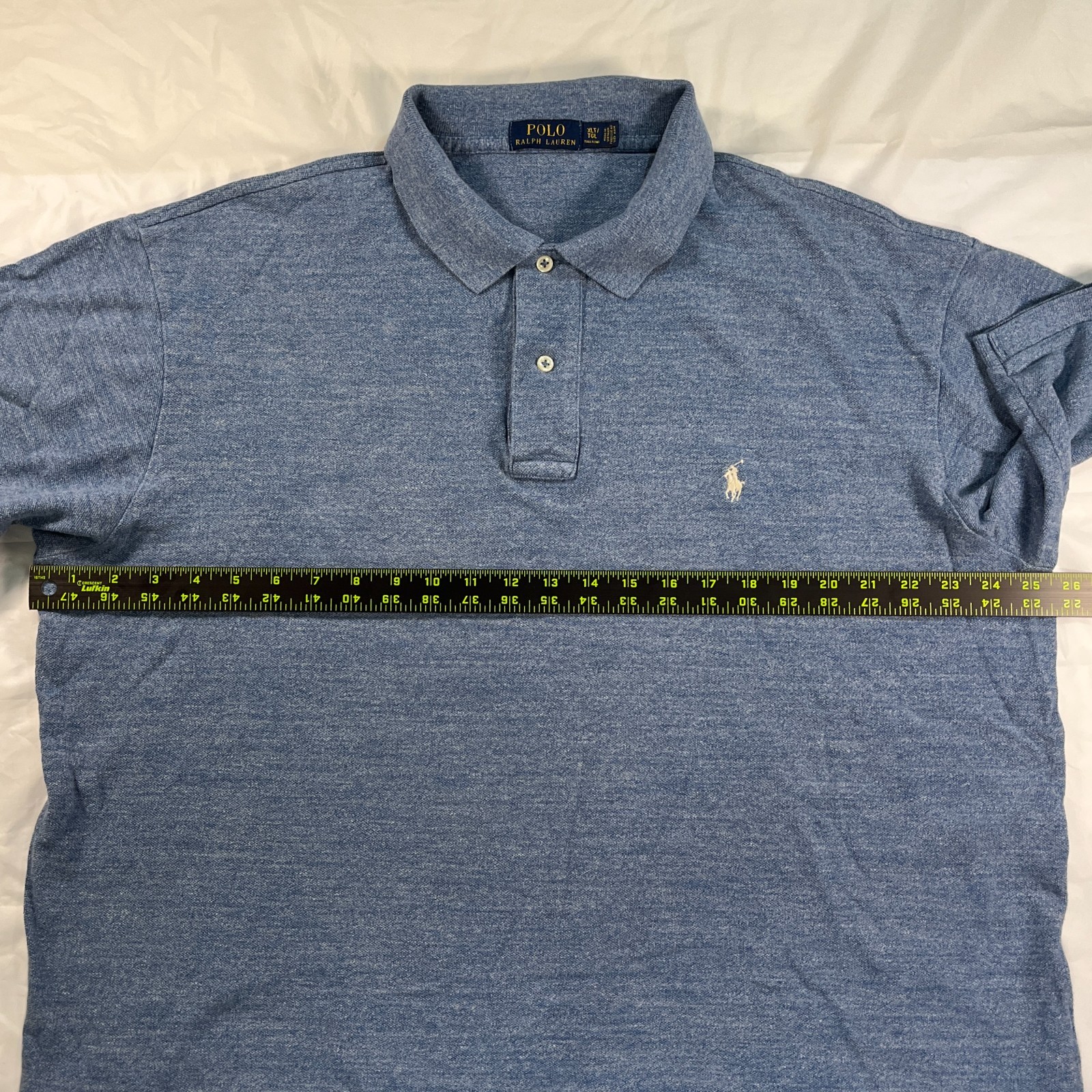 Polo Ralph Lauren Shirt Classic Blue Heather Short Sleeve Embroidered Polo XLT