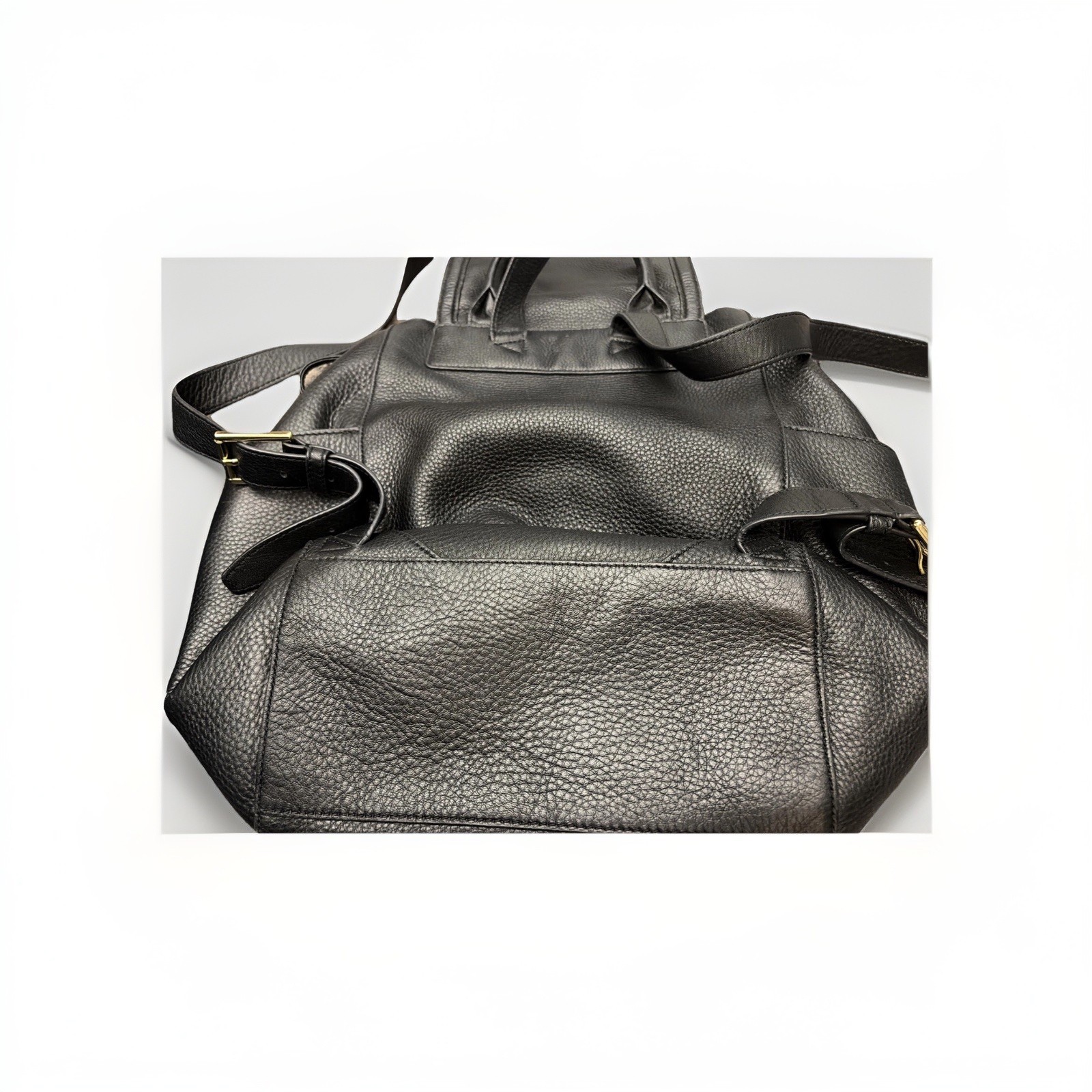 Tory Burch Black Pebbled Leather Backpack Handbag