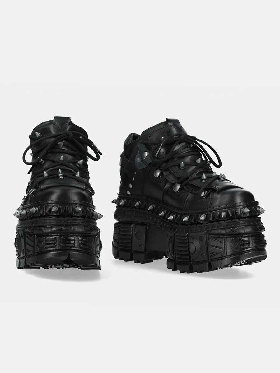 Punk Style Men’s Couple Heel Height Platform Shoes Gothic Ankle Rock Boots Black