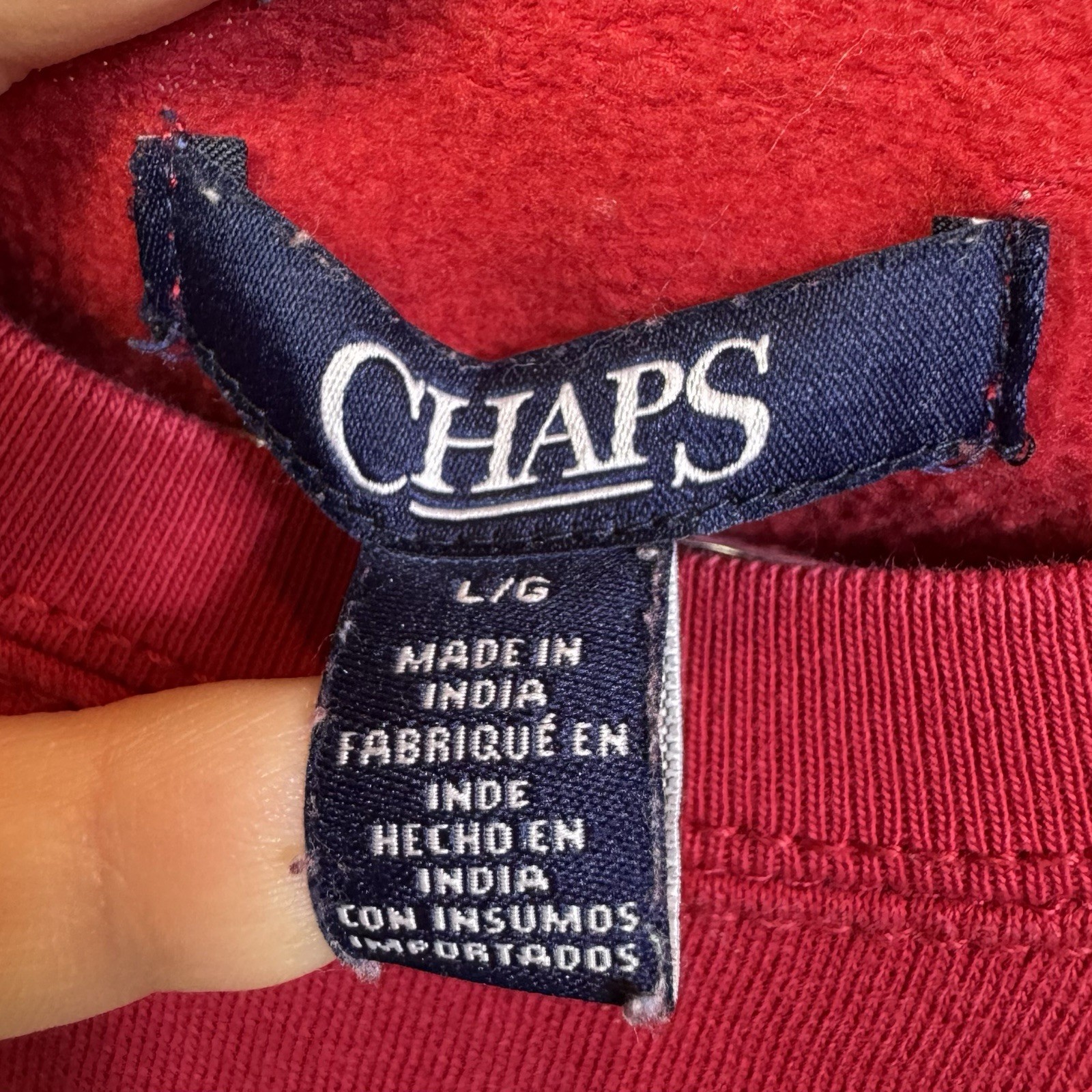 Chaps Ralph Lauren Rugby Striped Crew Neck Sweatshirt Mens L Crest Logo Preppy