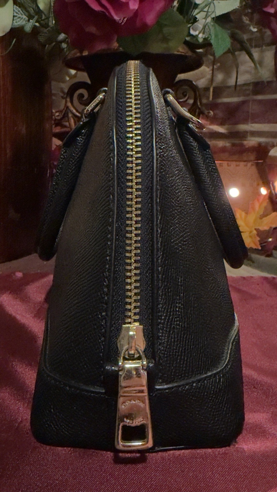 Small Coach Black Crossgrain Leather SIERRA Satchel Hand Bag Tote