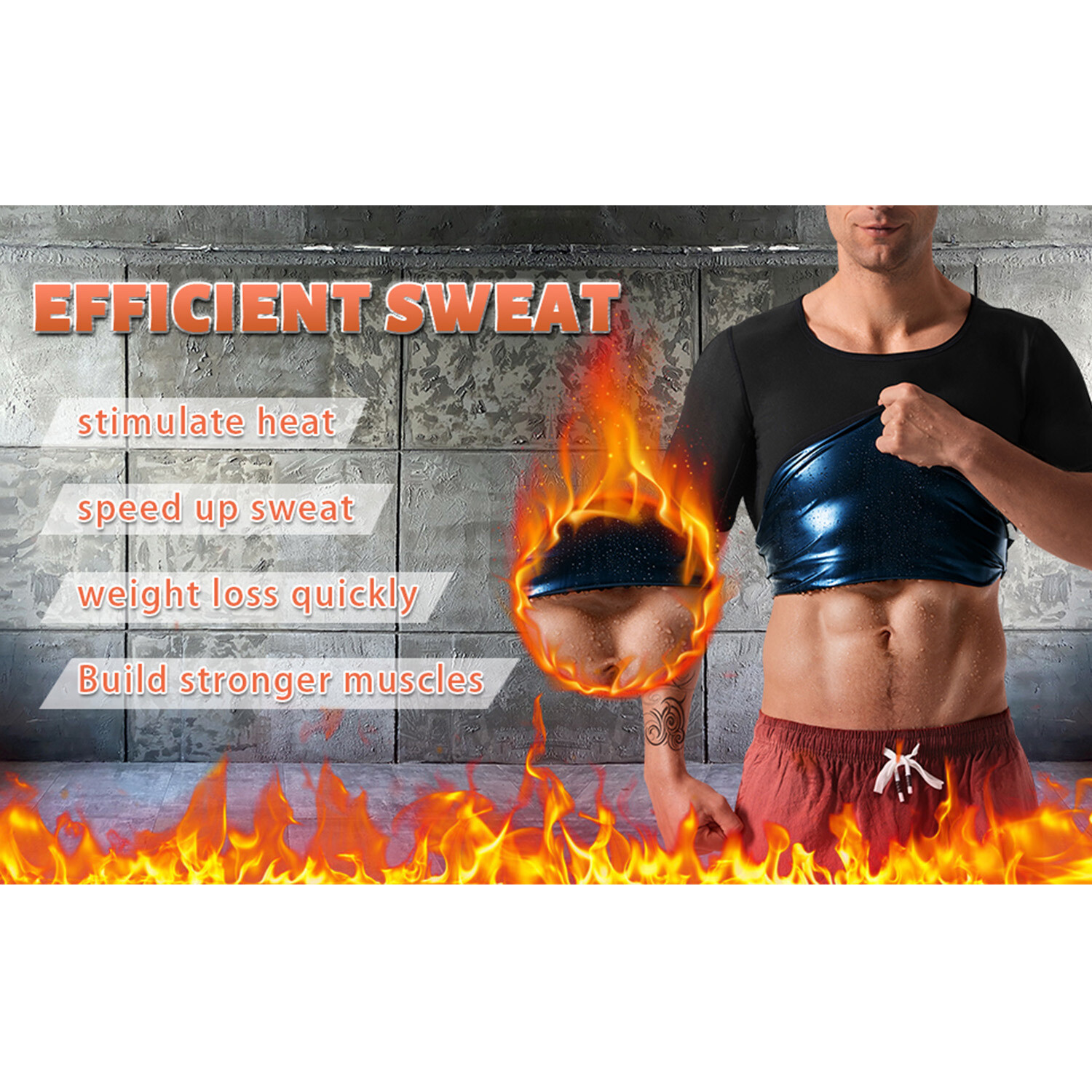 Men’s Sauna Heat Trapping Shirt Sweat Shaper Vest Workout Sauna Exercise Top