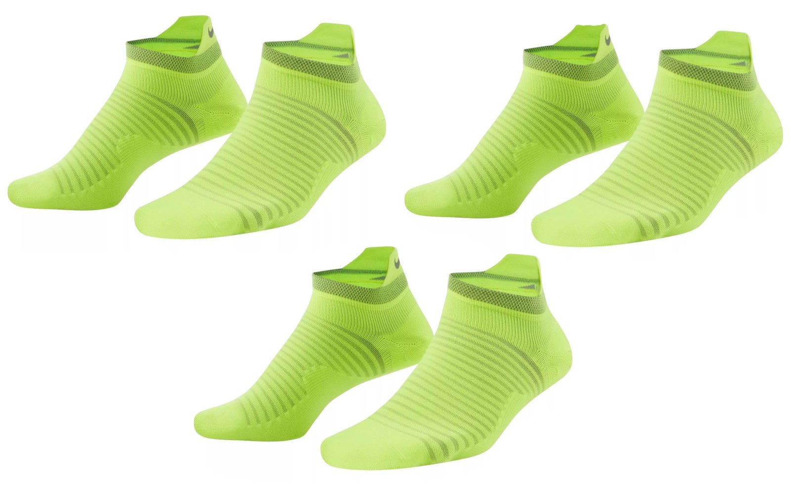 Nike Spark Lightweight No Show Running Socks Volt Men 8-9.5 Women 9.5-11 3 Pair