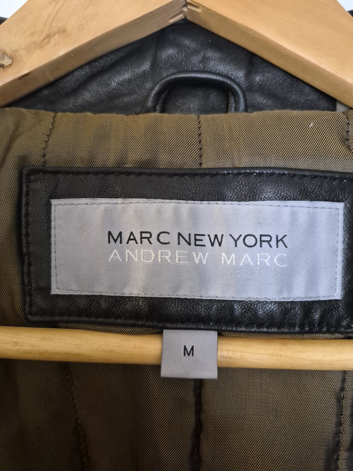 Marc New York Andrew Marc Men’s Black Leather Zip Lined Jacket Size M 46″