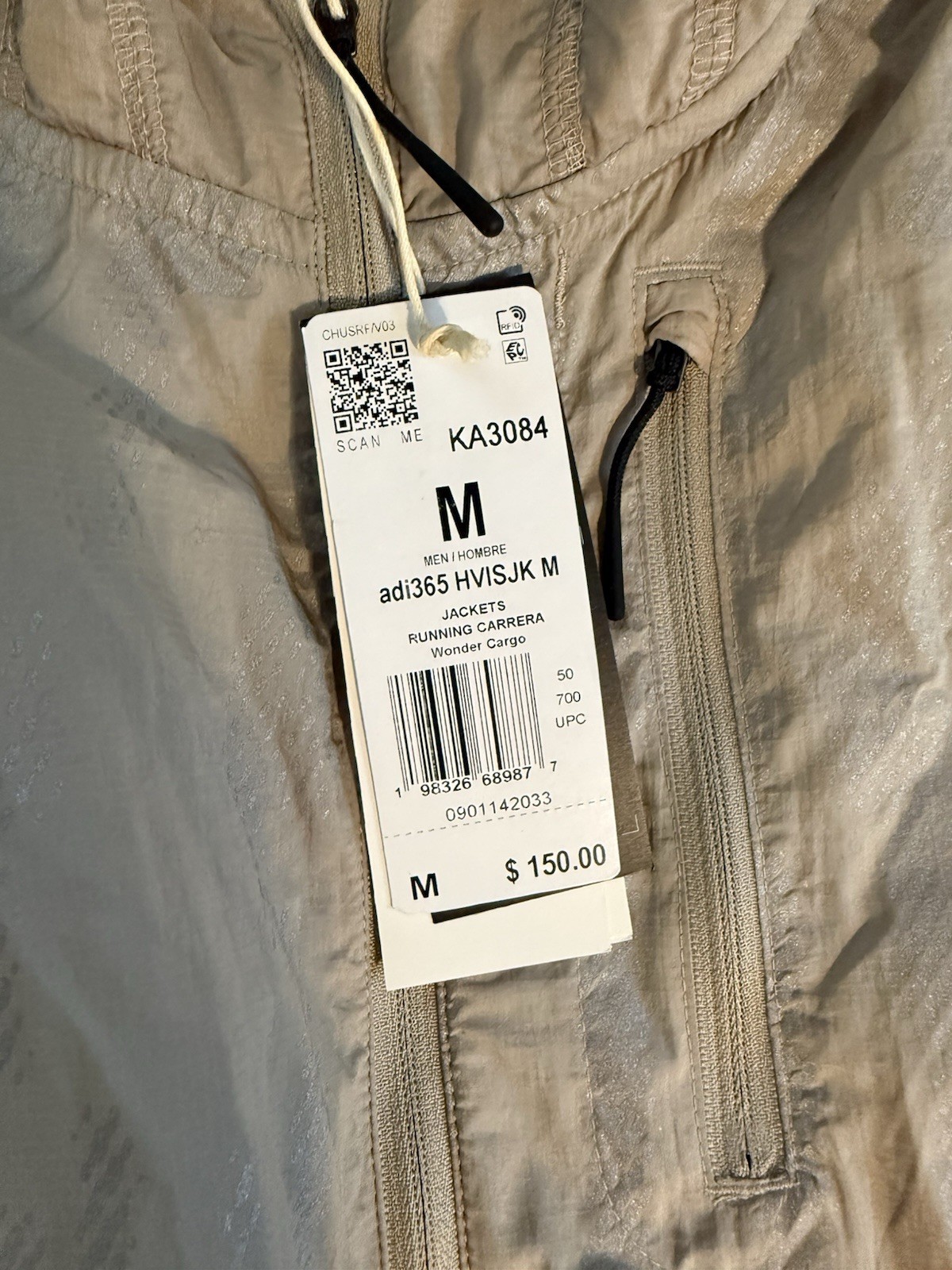 ADIDAS ADI365 RUNNING REFLECTIVE PACKABLE JACKET SIZE M NEW W/TAGS (KA3084)