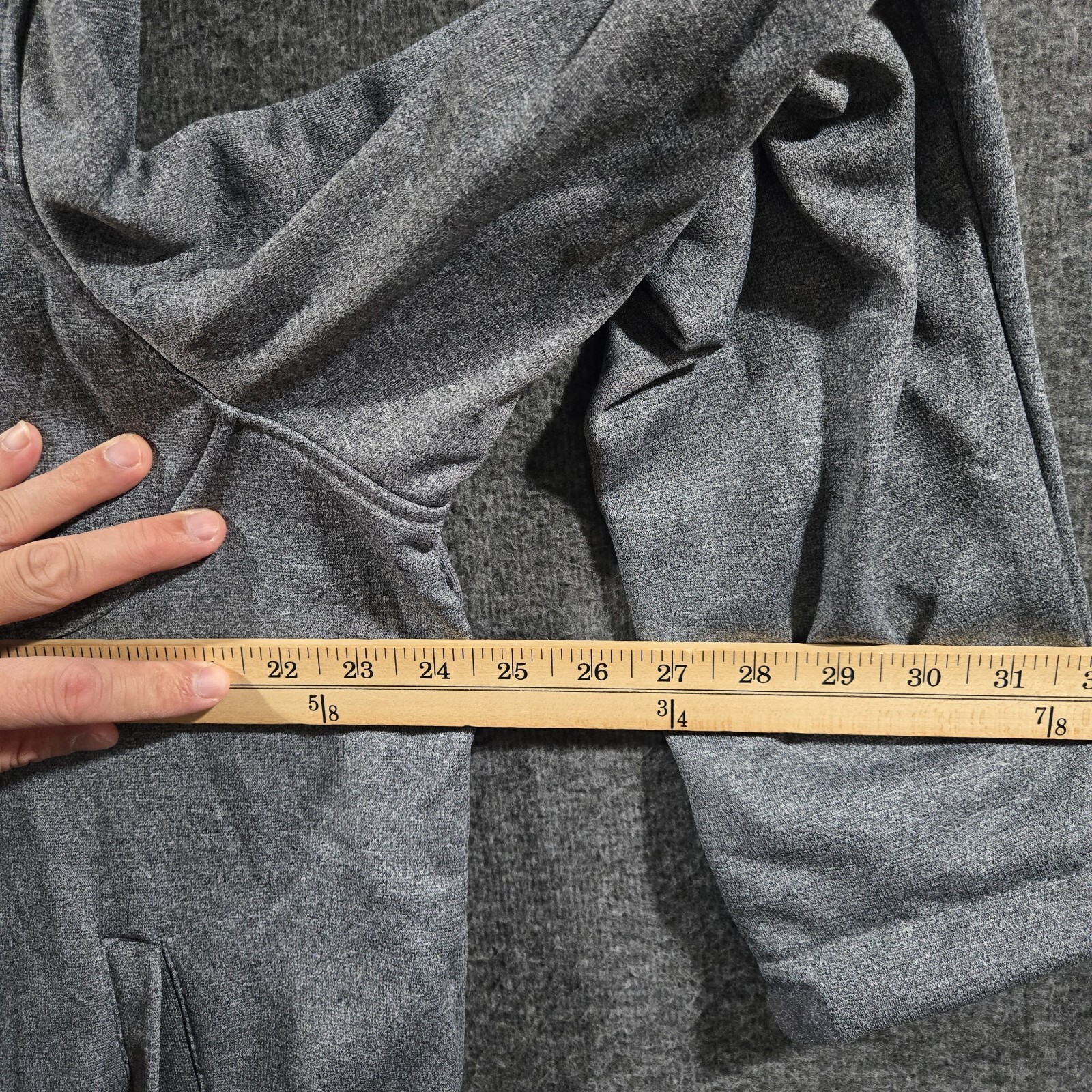 Free Country Marled Tech Solid Gray Full Zip Hooded Fleece Mens Size XL