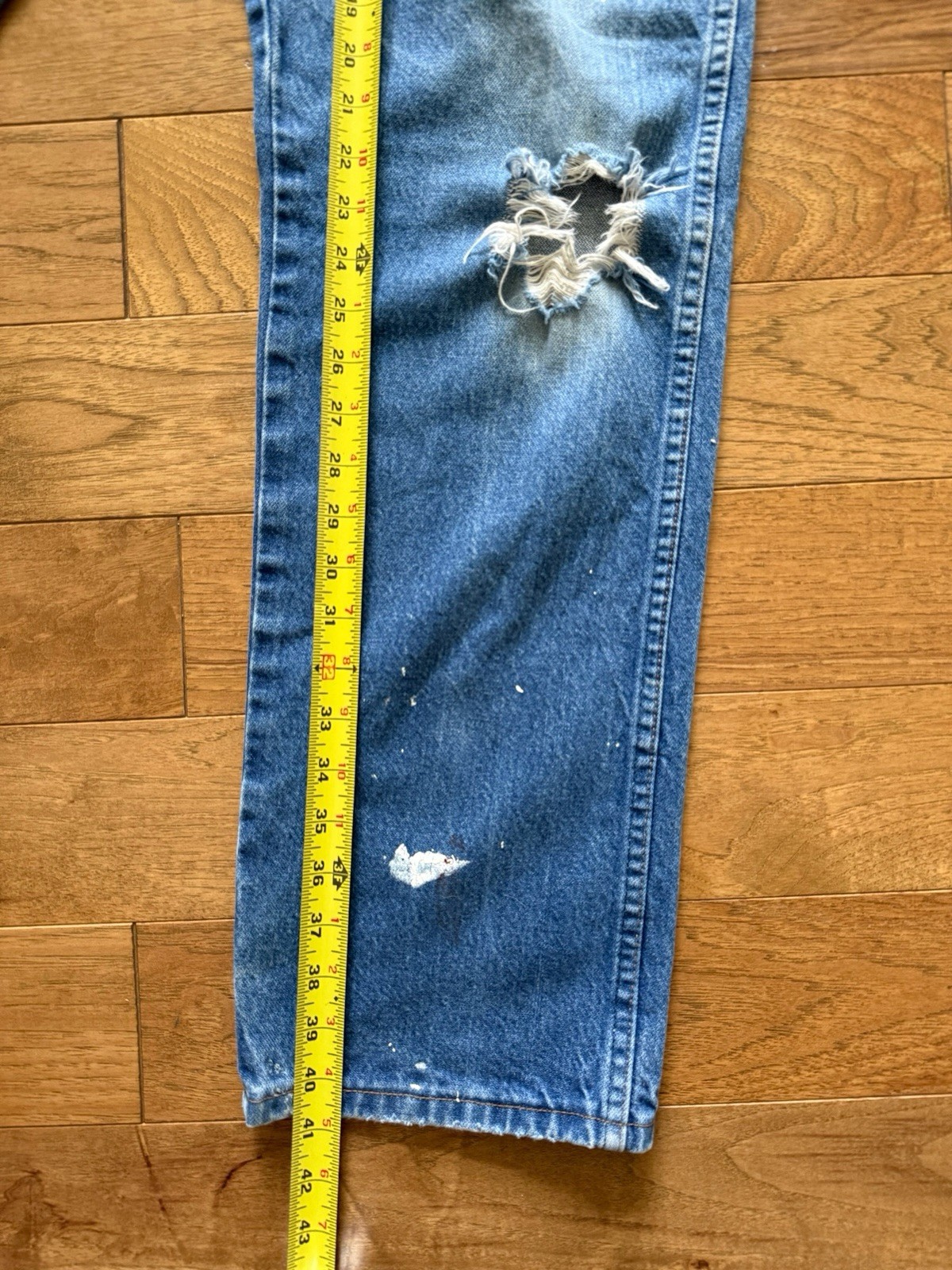 Vintage Wrangler Ranch Jeans Paint Splatter Distressed Aji Workwear 35×32 Mexico