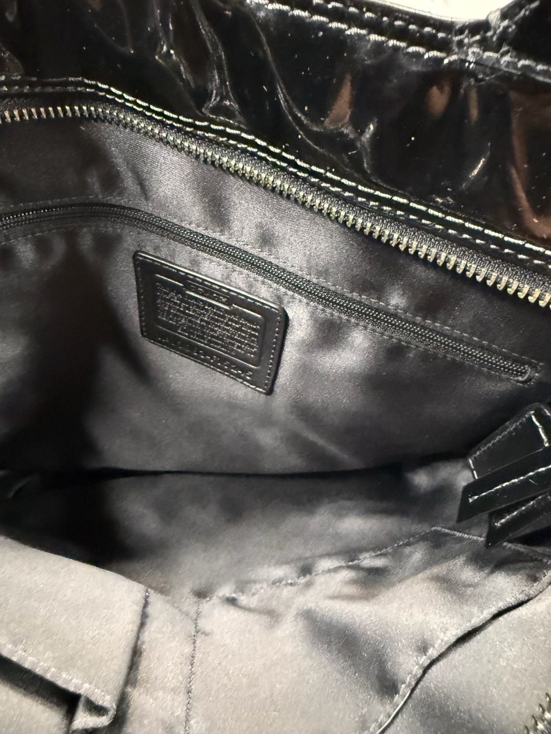 Coach Signature Embossed Patent Leather Tote Bag Black F16564