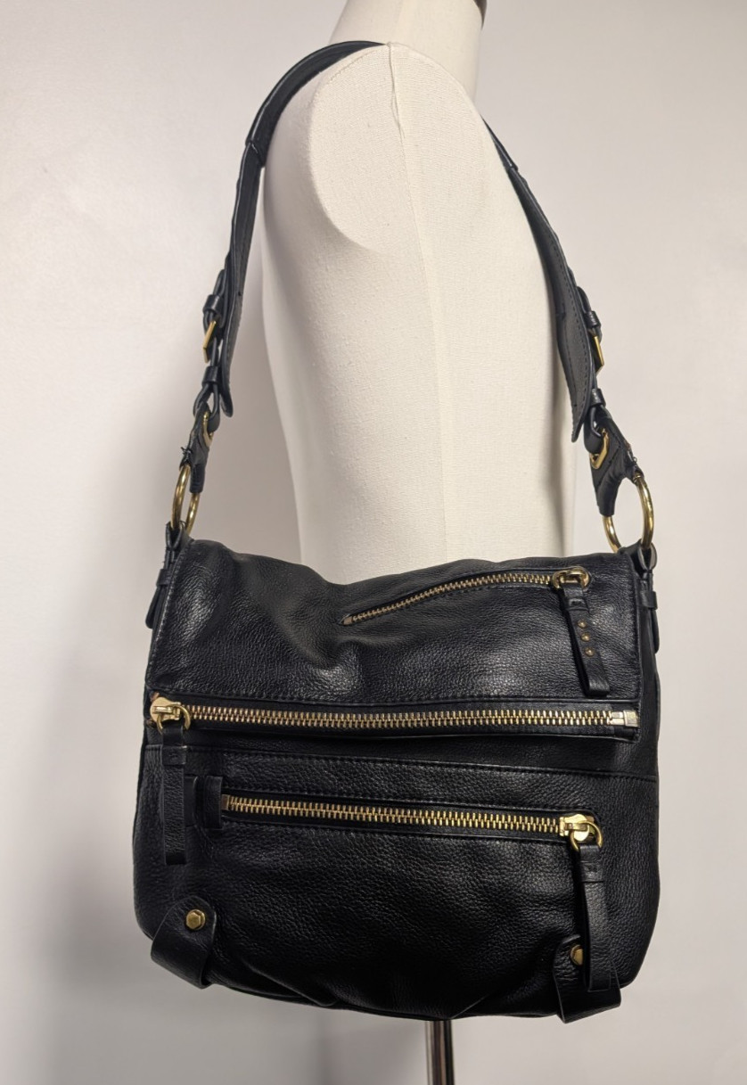 ORYANY Black Leather Bucket Handbag, Purse, 11″ H x 13″ W x 4″