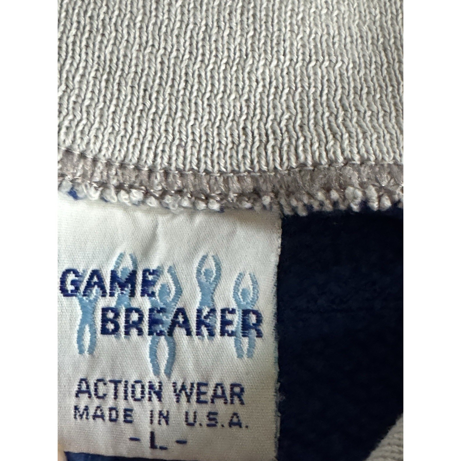 VTG Game Breaker Sweatshirt Blue Collared Large Workout Gym Exercise Walk READ