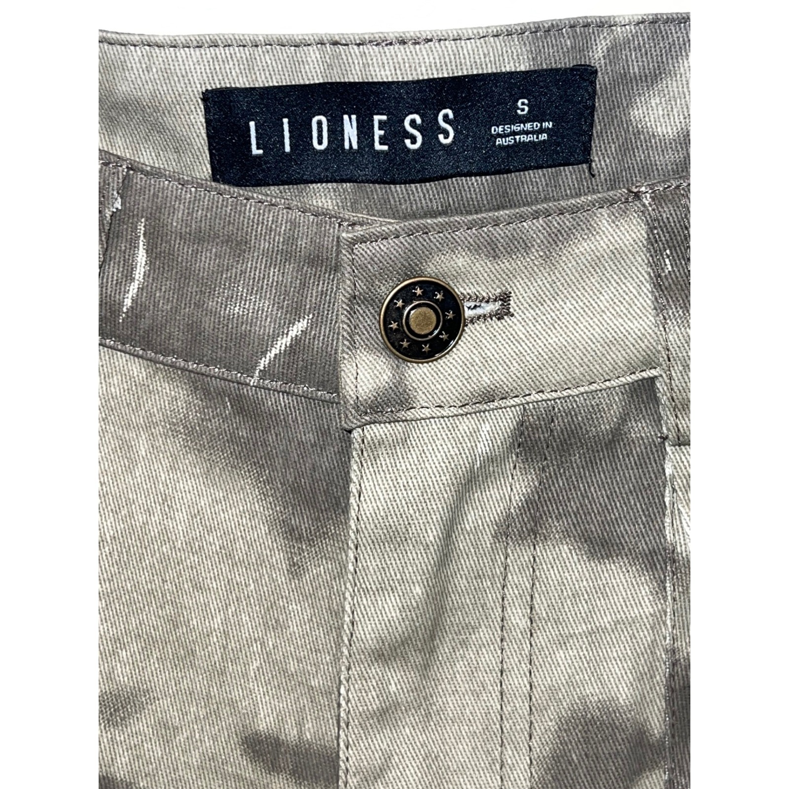 NWOT Lioness Camo Cargo Pant Womens Small Green Brown Wide Leg Carpenter Utility